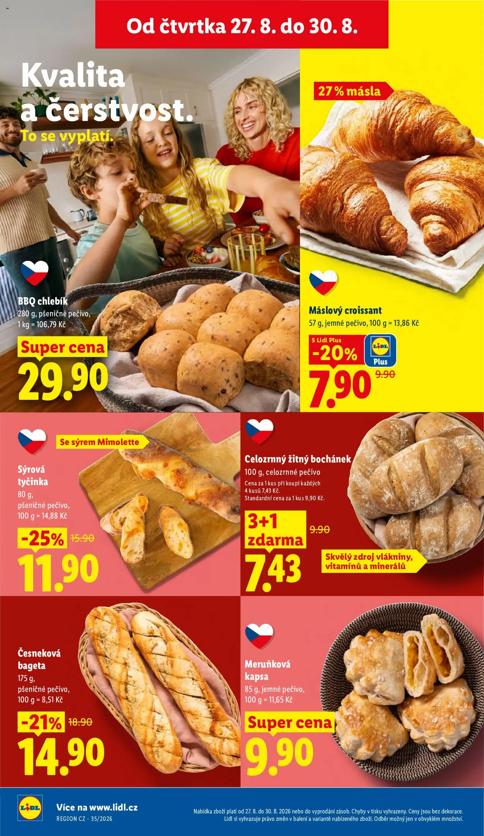 Lidl leták od 27.08.2026 | Strana: 18 | Produkty: Celozrnné pečivo, Pečivo, Croissant, Česneková bageta
