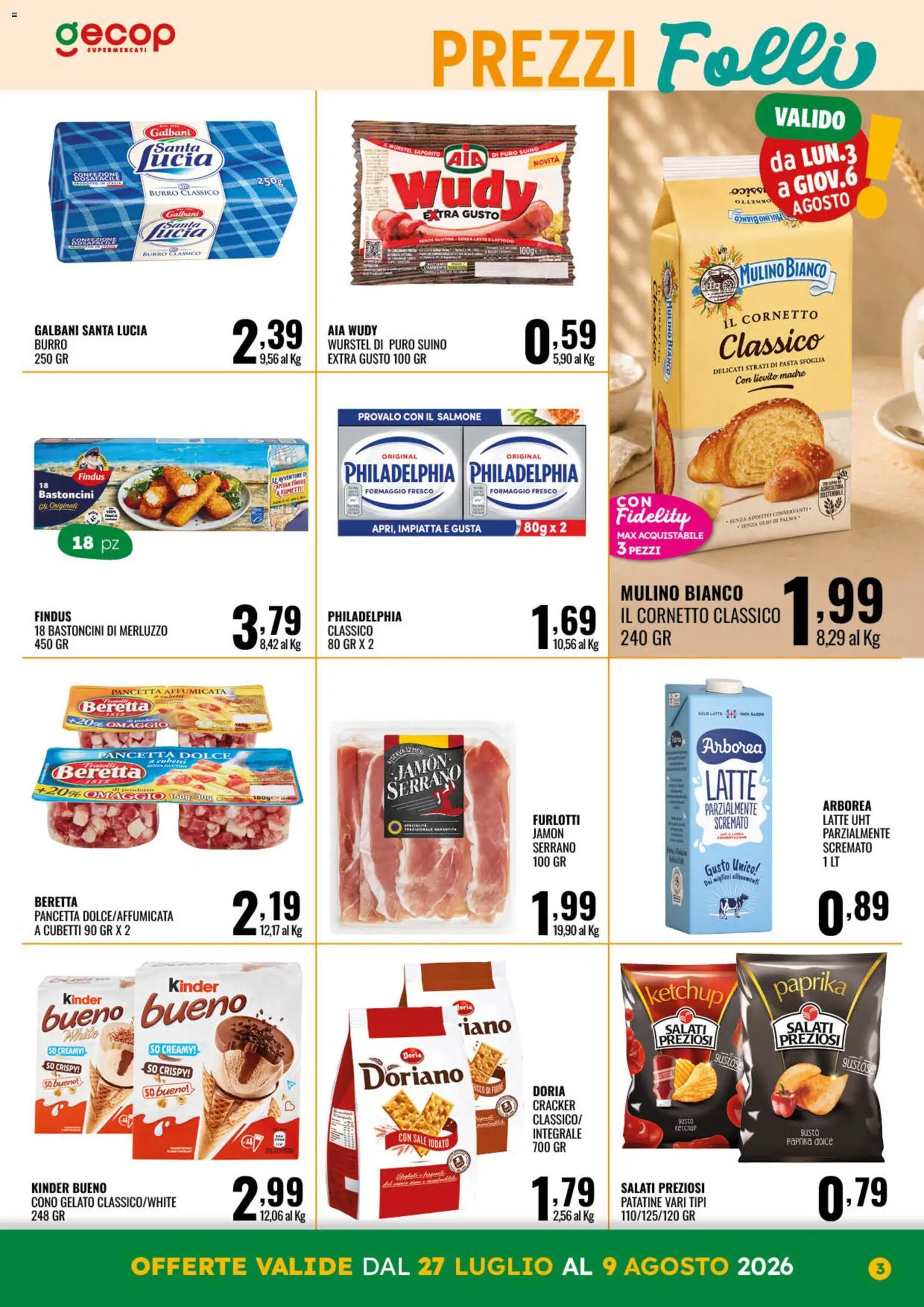 Volantino GECOP del 27/07/2026 | Pagina: 3 | Prodotti: Ketchup, Pancetta, Burro, Pasta
