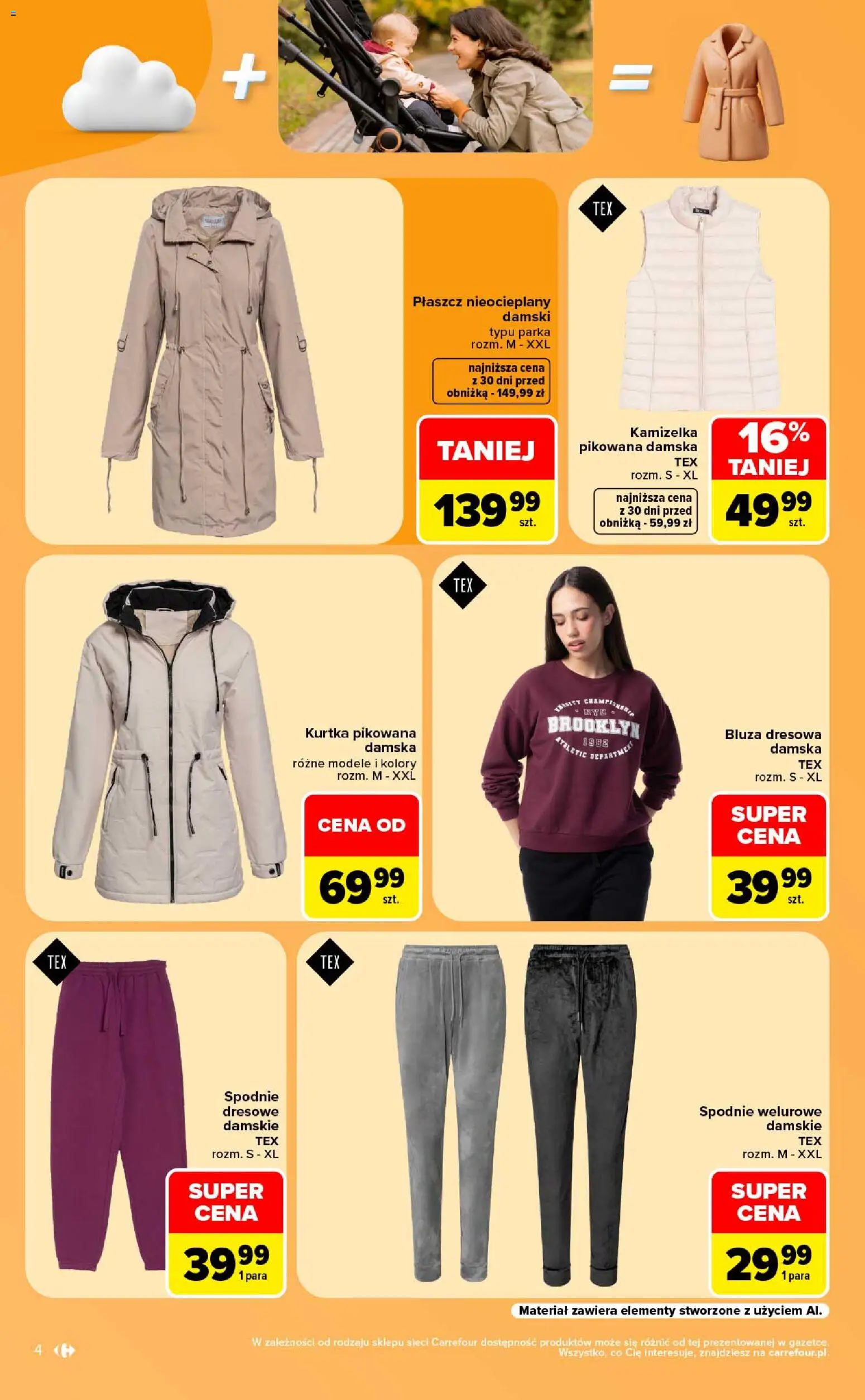 Carrefour gazetka - Same okazje od 10.08.2026 | Strona: 4 | Produkty: Kamizelka, Kurtka, Płaszcz, Spodnie