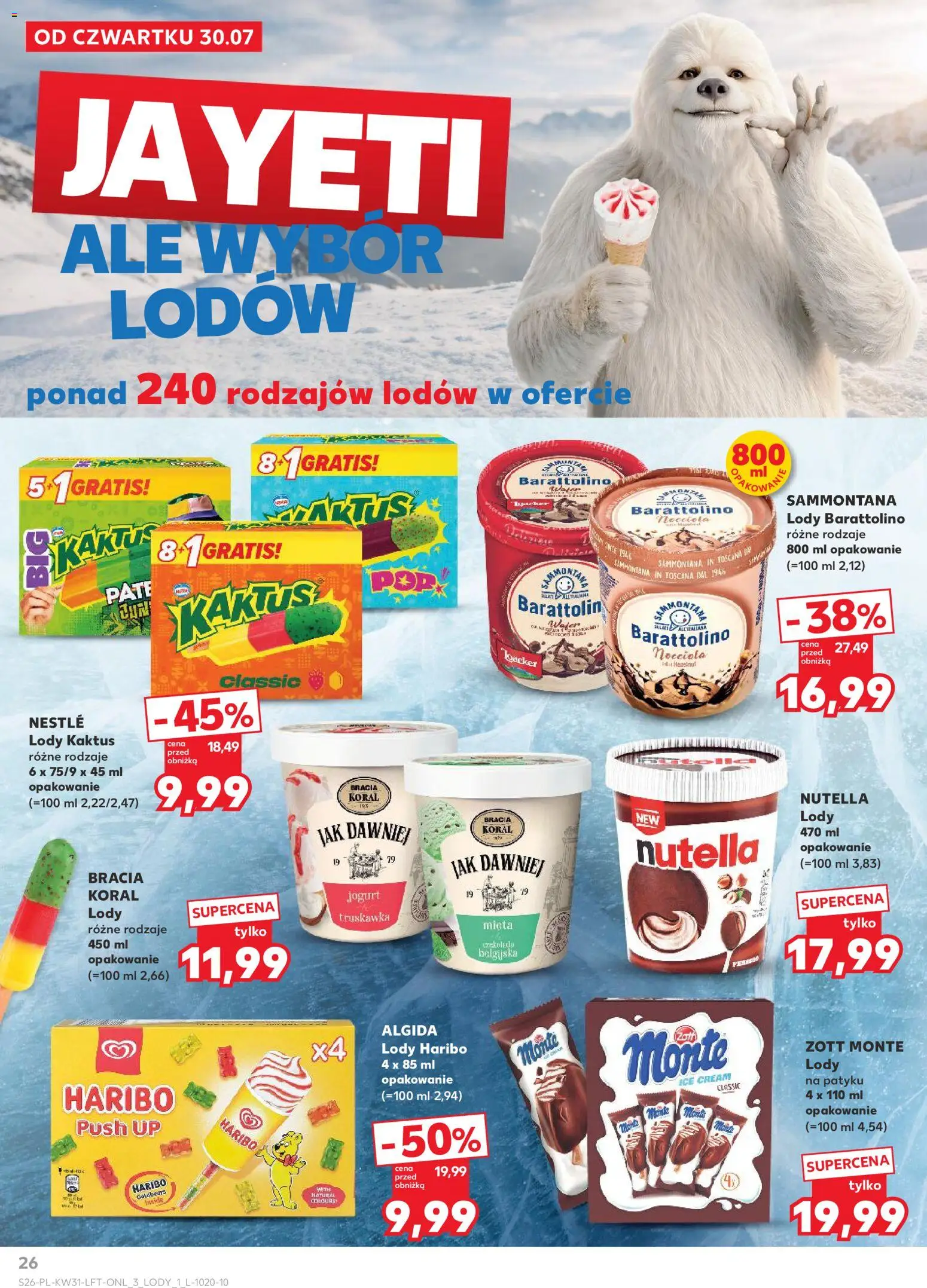 Kaufland gazetka od 30.07.2026 | Strona: 26 | Produkty: Mięta, Lody koral, Jogurt, Lody Kaktus