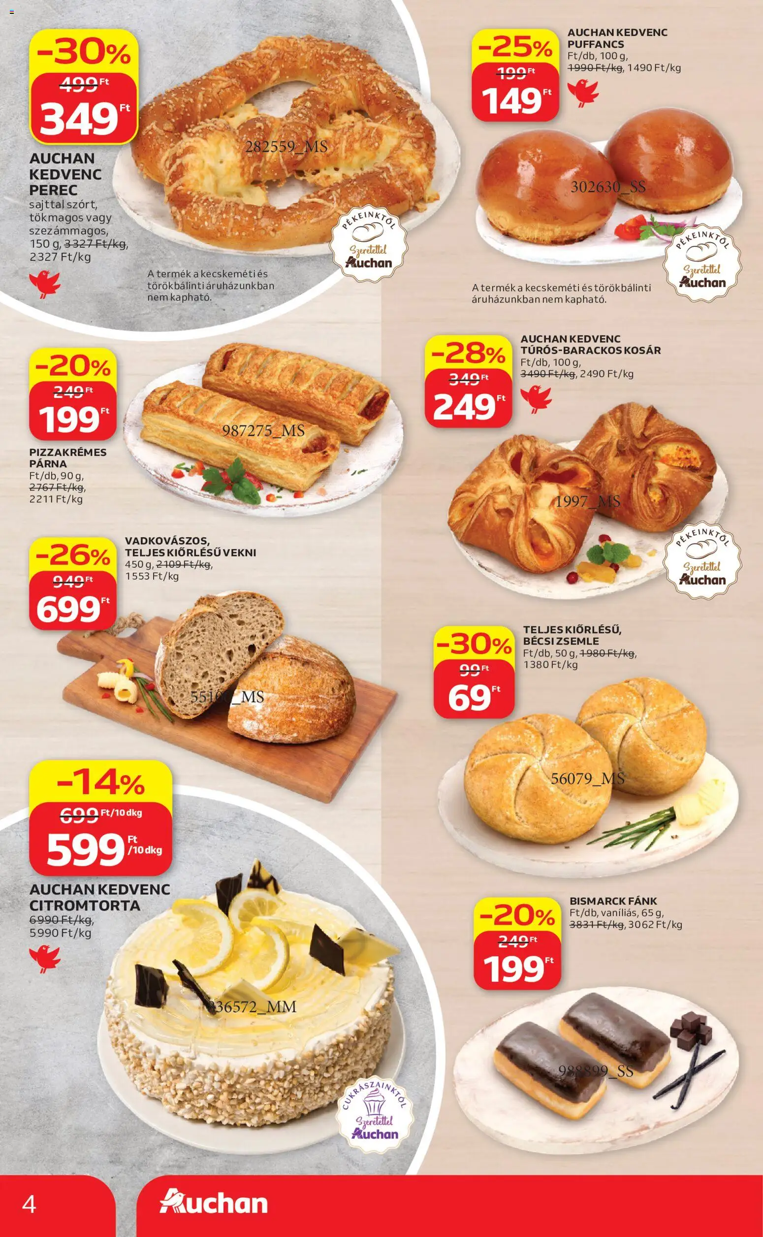 Auchan akciós ujság - amely érvényes a következő dátumtól: 2026.07.16. | Oldal: 4 | Termékek: Zsemle, Párna, Kosár, Vekni