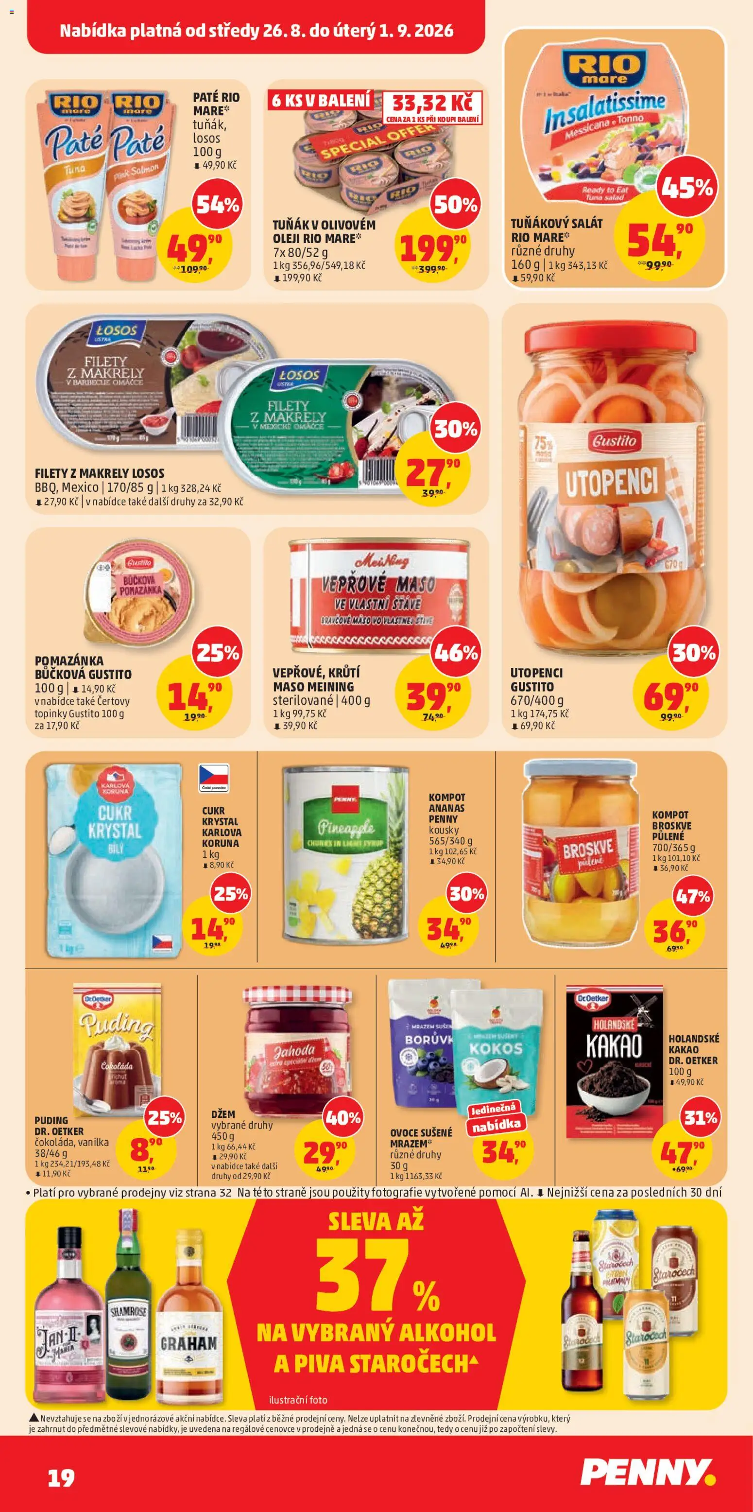 Penny Market leták od 26.08.2026 | Strana: 19 | Produkty: Kompot, Vepřové maso, Salát, Pomazánka