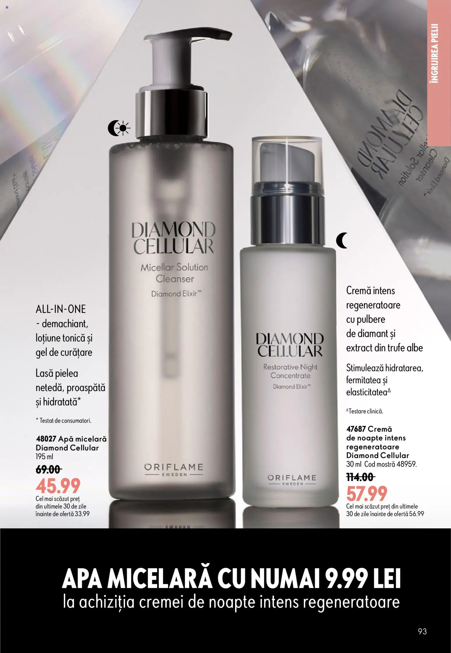 Noul catalog Oriflame – valabil de la 08.07.2026 | Pagină: 93 | Produse: Loțiune tonică, Cremă, Apă micelară, Apă