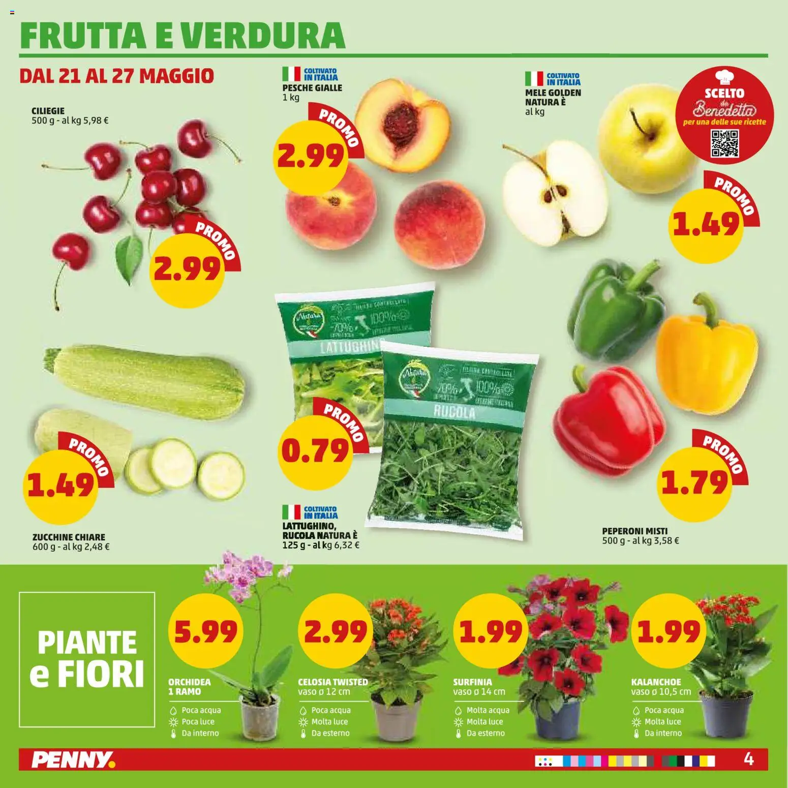 Volantino PENNY del 21.05.2026 | Pagina: 4 | Prodotti: Rucola, Peperoni, Acqua, Zucchine