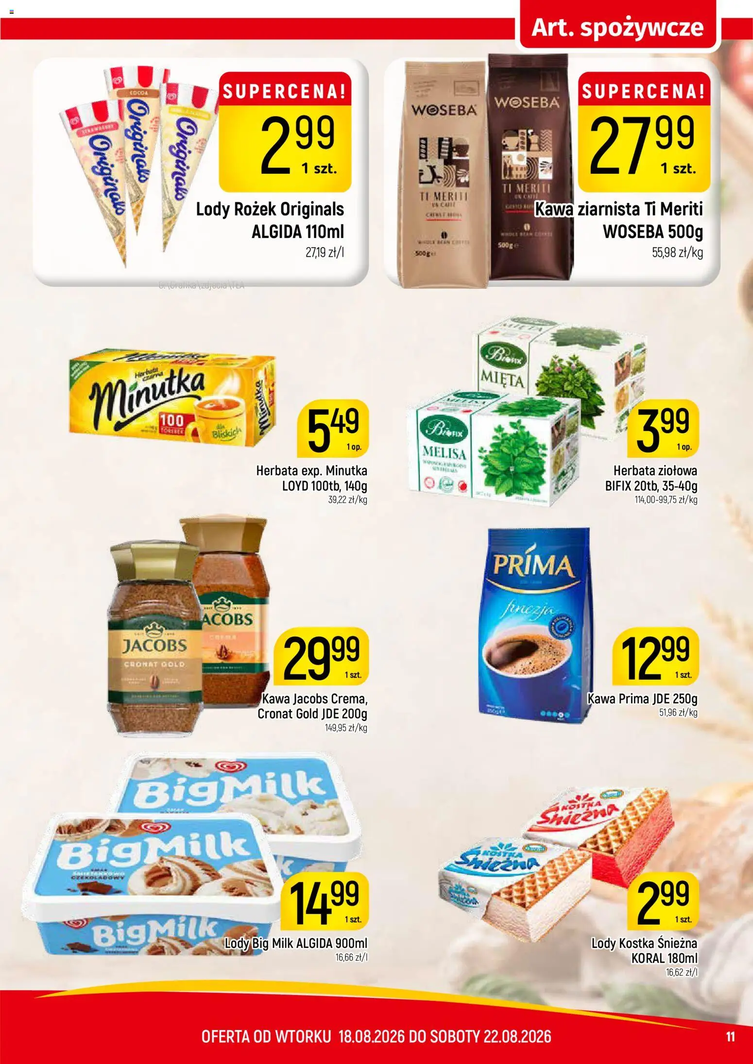 Piotruś Pan gazetka od 18.08.2026 | Strona: 11 | Produkty: Big Milk, Herbata ziołowa, Kawa, Kawa prima
