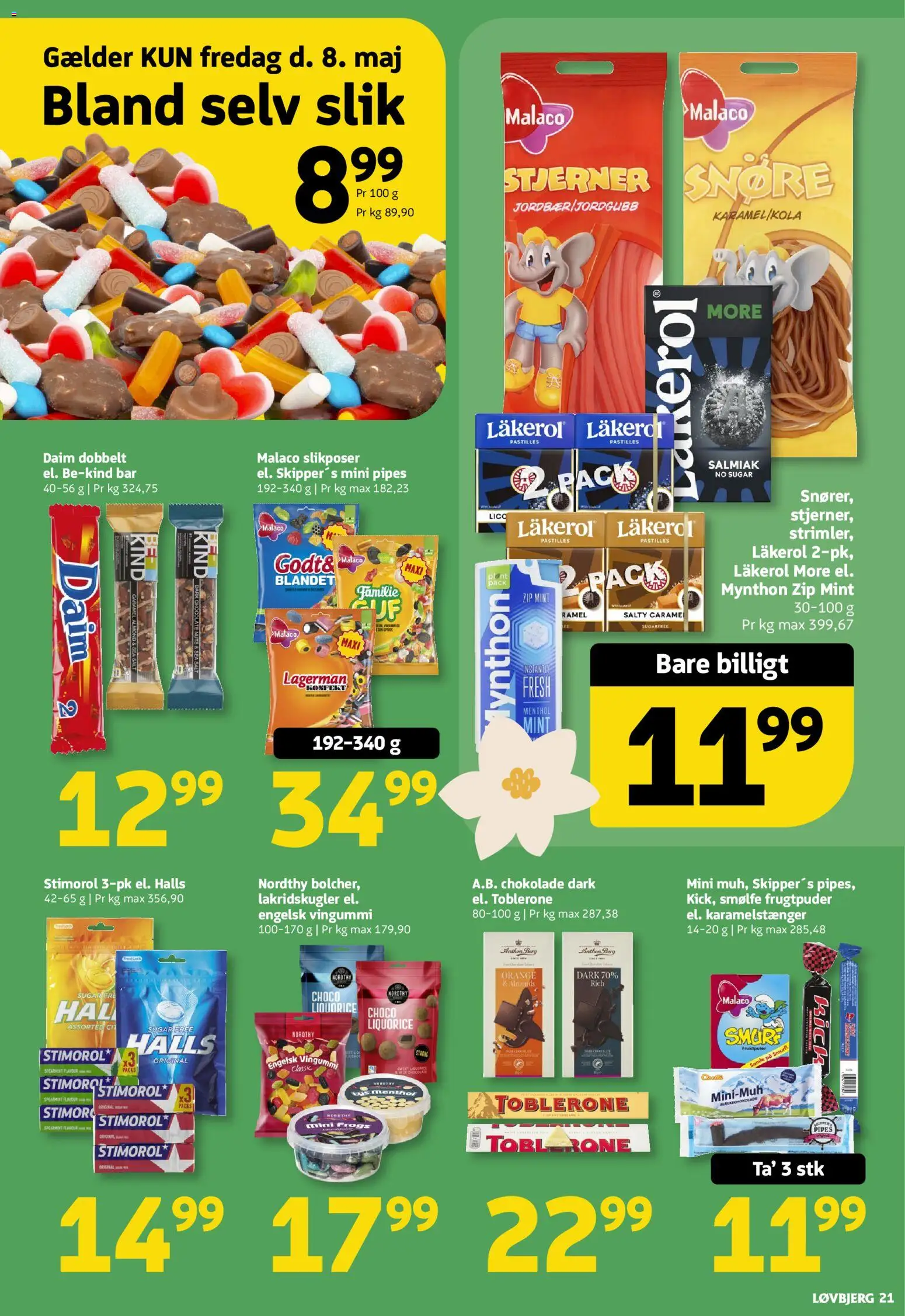 Løvbjerg tilbudsavis – gyldig fra 08.05.2026 | Side: 21 | Produkter: Chokolade, Slik, Salt, Vingummi