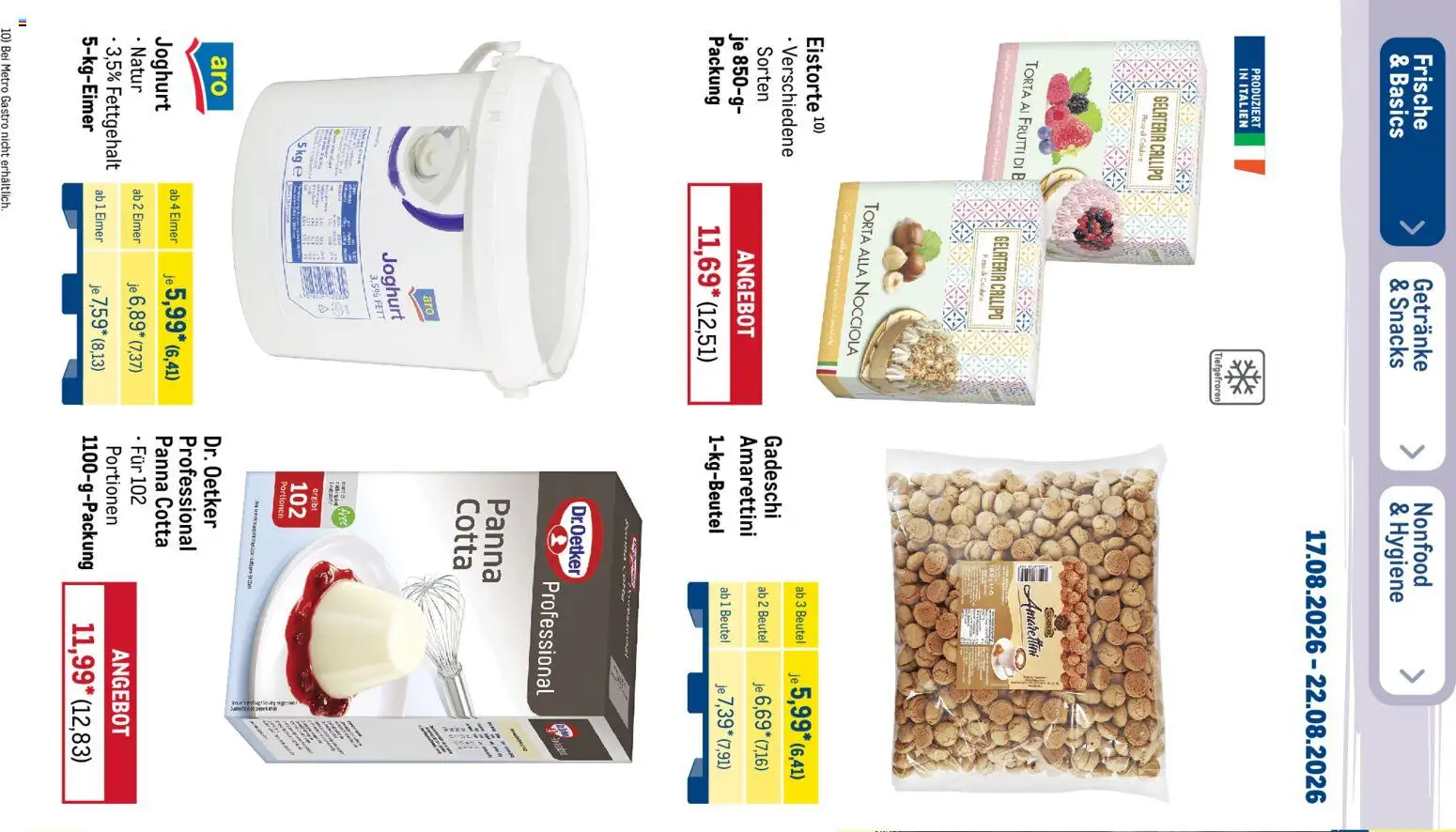 Metro NonFood-Angebote – gültig ab 17.08.2026 | Seite: 52 | Produkte: Eistorte, Joghurt