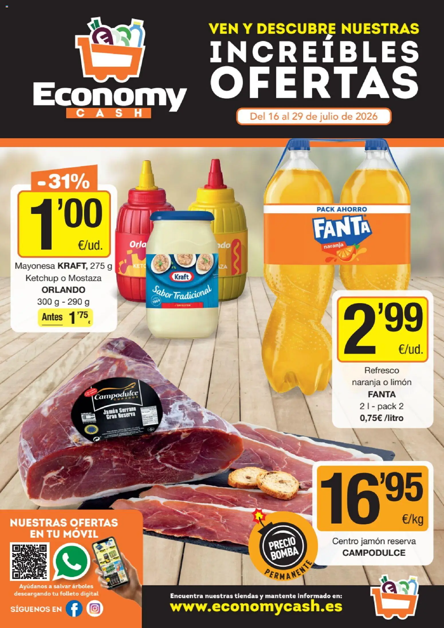 Economy Cash folleto │ válido desde el 16/07/2026 | Página: 1 | Productos: Jamón serrano, Jamón, Οθόνη προβολής