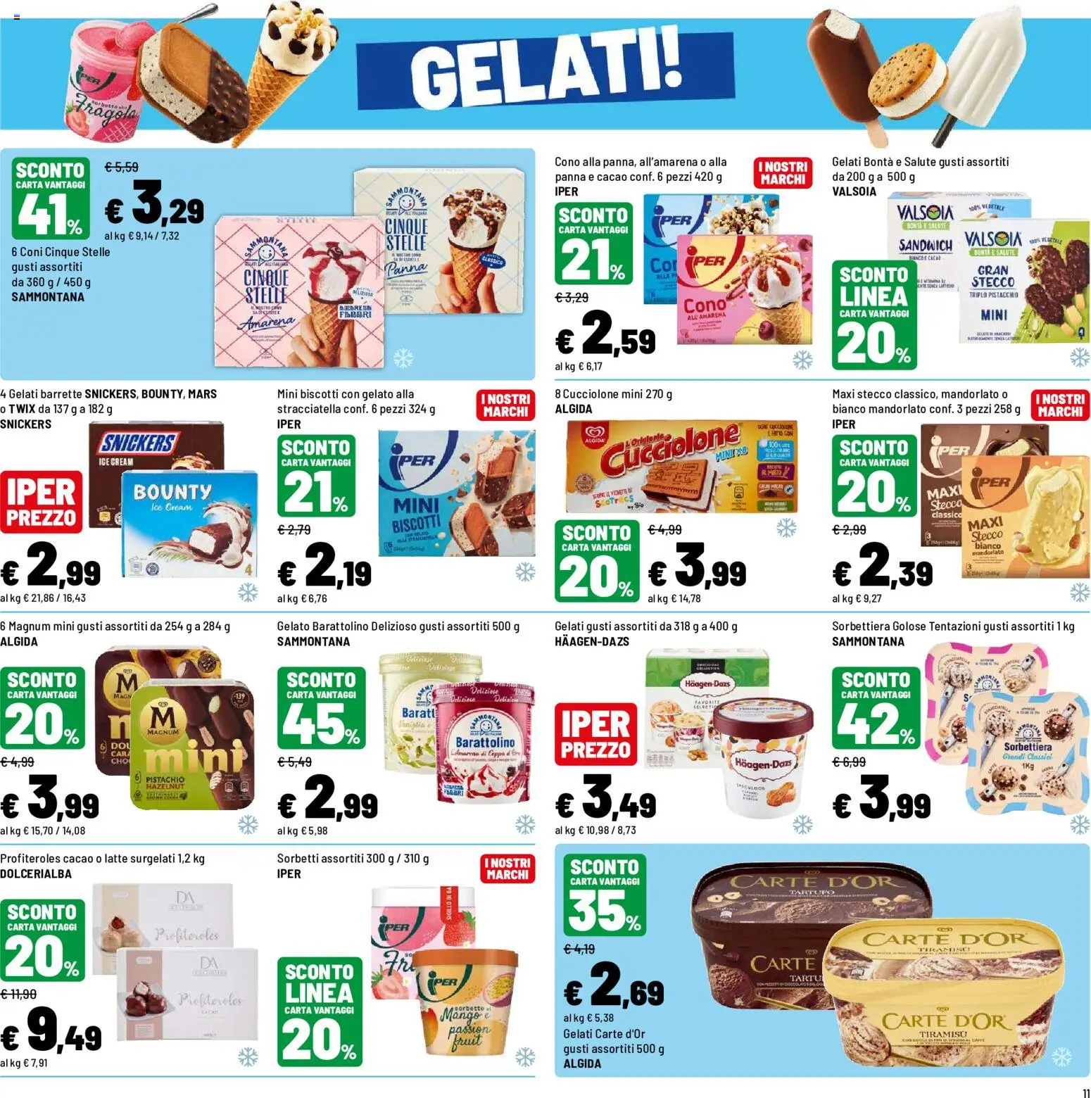 Volantino Iper del 10/08/2026 | Pagina: 11 | Prodotti: Magnum, Tiramisù, Cacao, Stracciatella
