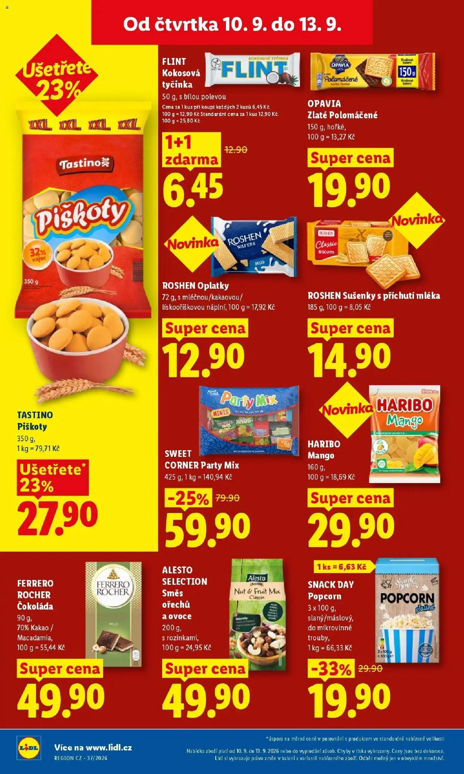 Lidl leták od 10.09.2026 - Nový akční leták | Strana: 28 | Produkty: Ovoce, Čokoláda, Piškoty, Popcorn