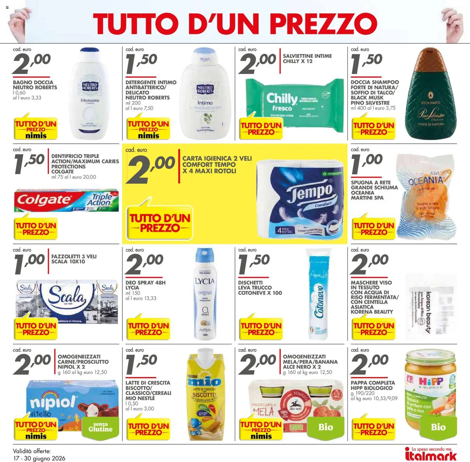 Volantino Italmark del 17.06.2026 | Pagina: 9 | Prodotti: Dentifricio, Detergente, Intimo, Latte