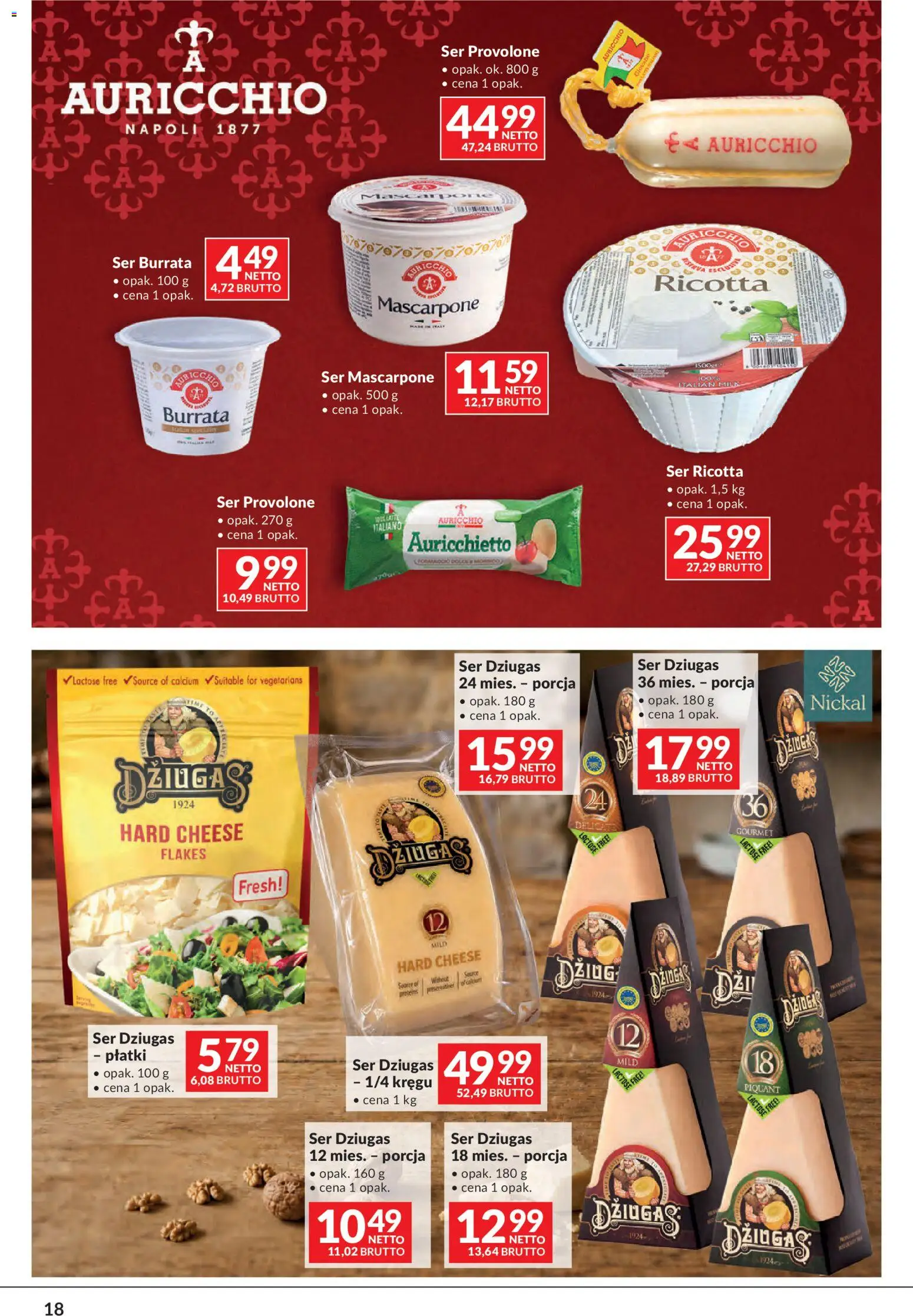 Makro gazetka - Sery, Wędliny, Wina od 01.09.2026 | Strona: 18 | Produkty: Burrata, Ser mascarpone, Płatki, Ricotta