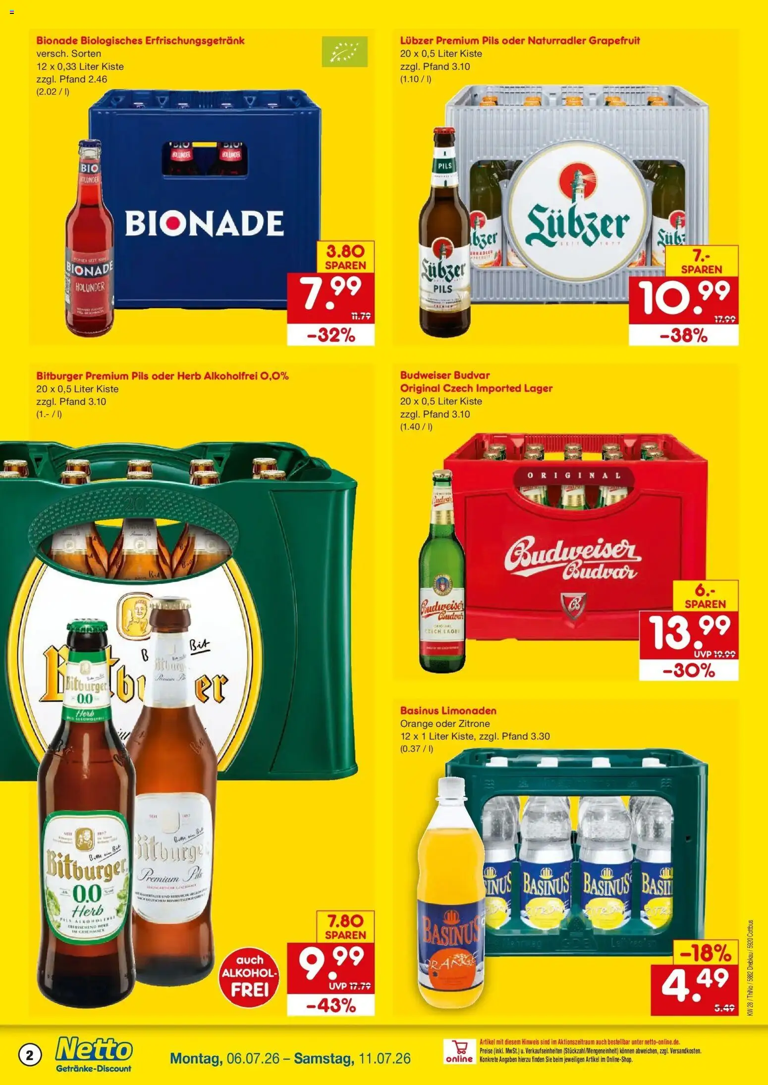Netto Marken-Discount - Netto: Getränkeangebote – gültig ab 05.07.2026 | Seite: 2 | Produkte: Pils, Bionade, Grapefruit, Zitrone