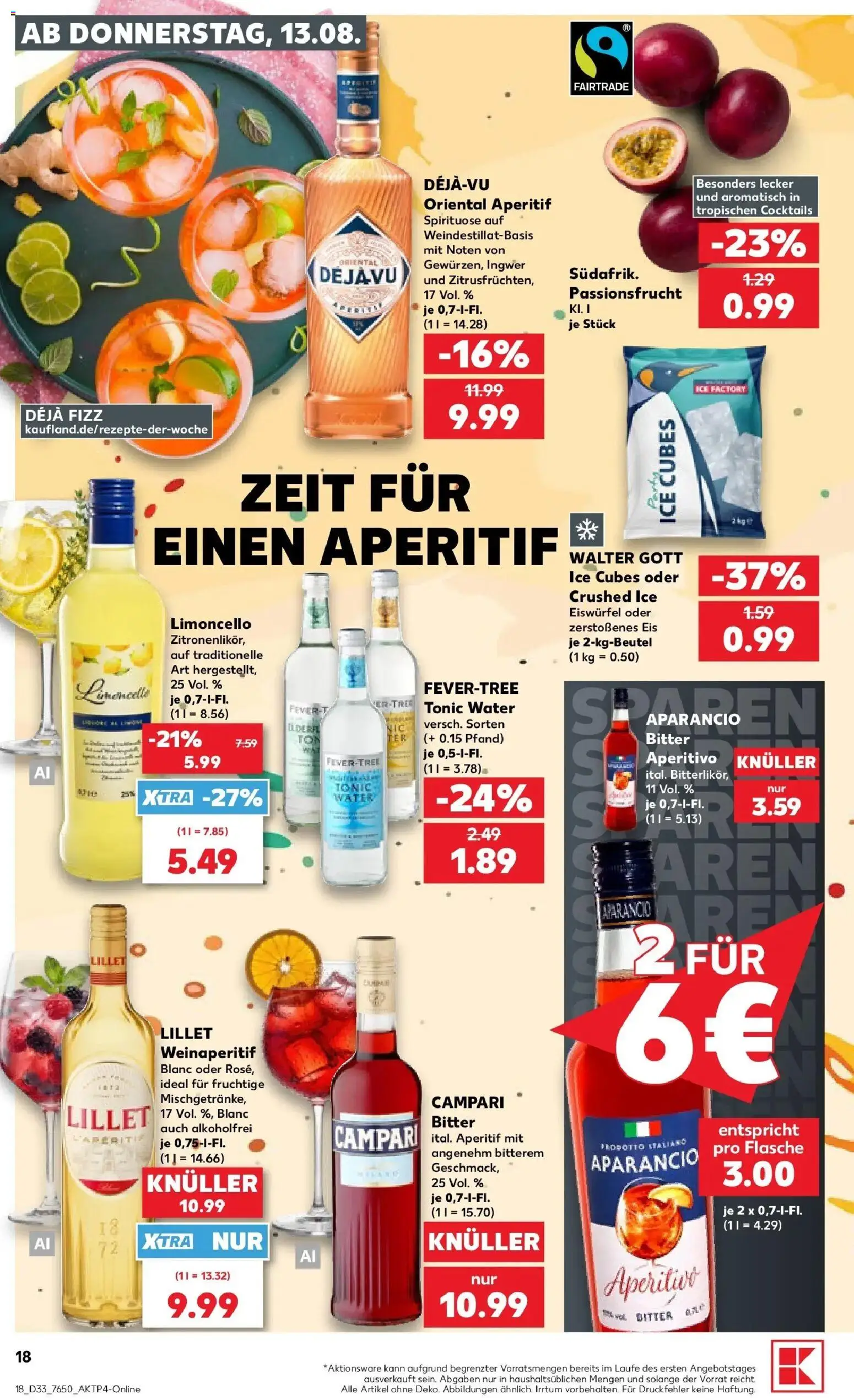 Prospekt Kaufland ab 10.08.2026 » Angebote Online zum Blättern | Seite: 27 | Produkte: Campari, Lillet, Limoncello, Eis