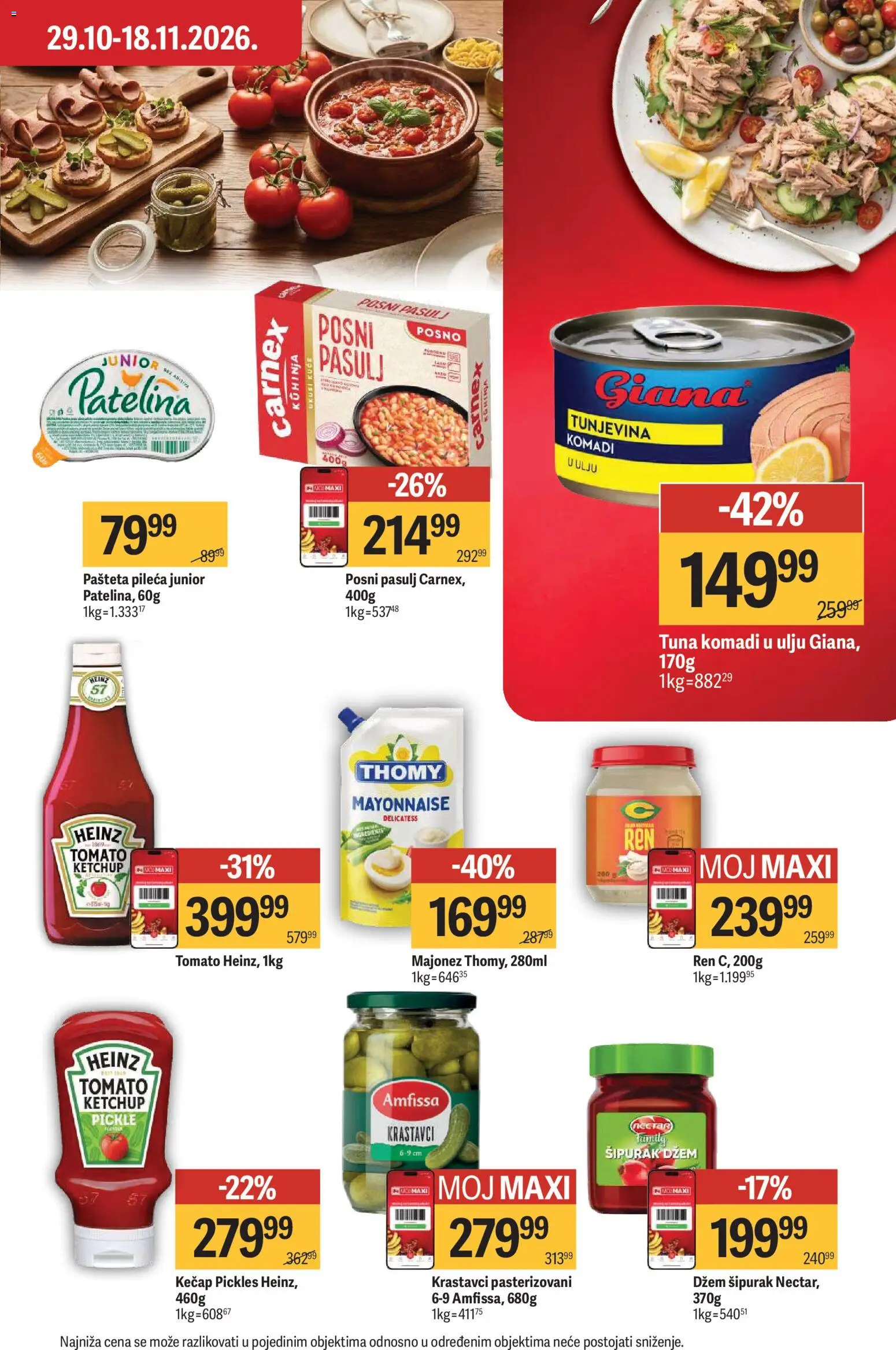 Maxi katalog - važi od 29.10.2026 | Strana: 23 | Proizvode: Majonez, Tuna, Krastavci, Heinz