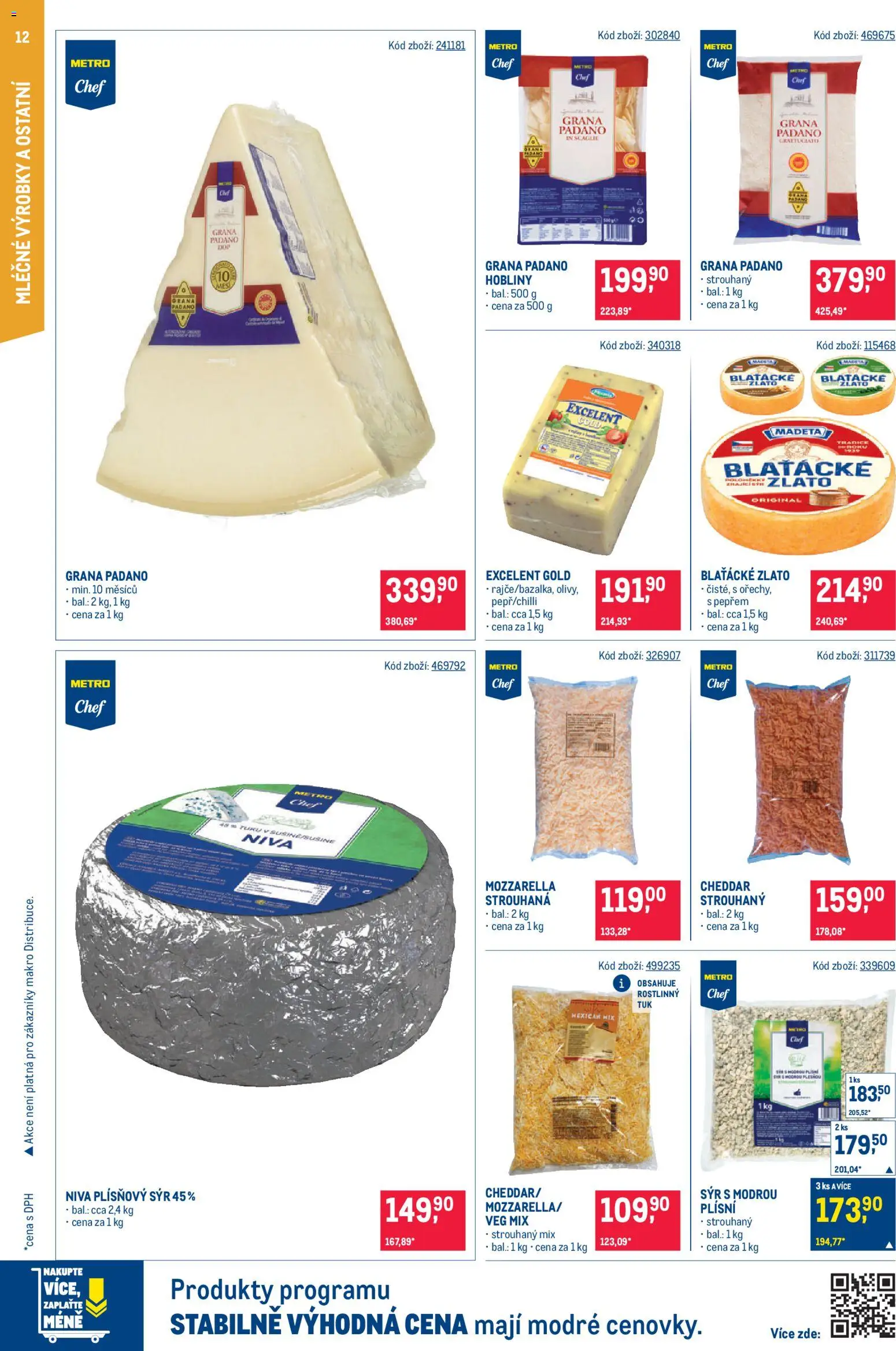 Makro leták - Gastronomie od 29.07.2026 | Strana: 12 | Produkty: Sýr, Mozzarella, Cheddar, Grana Padano