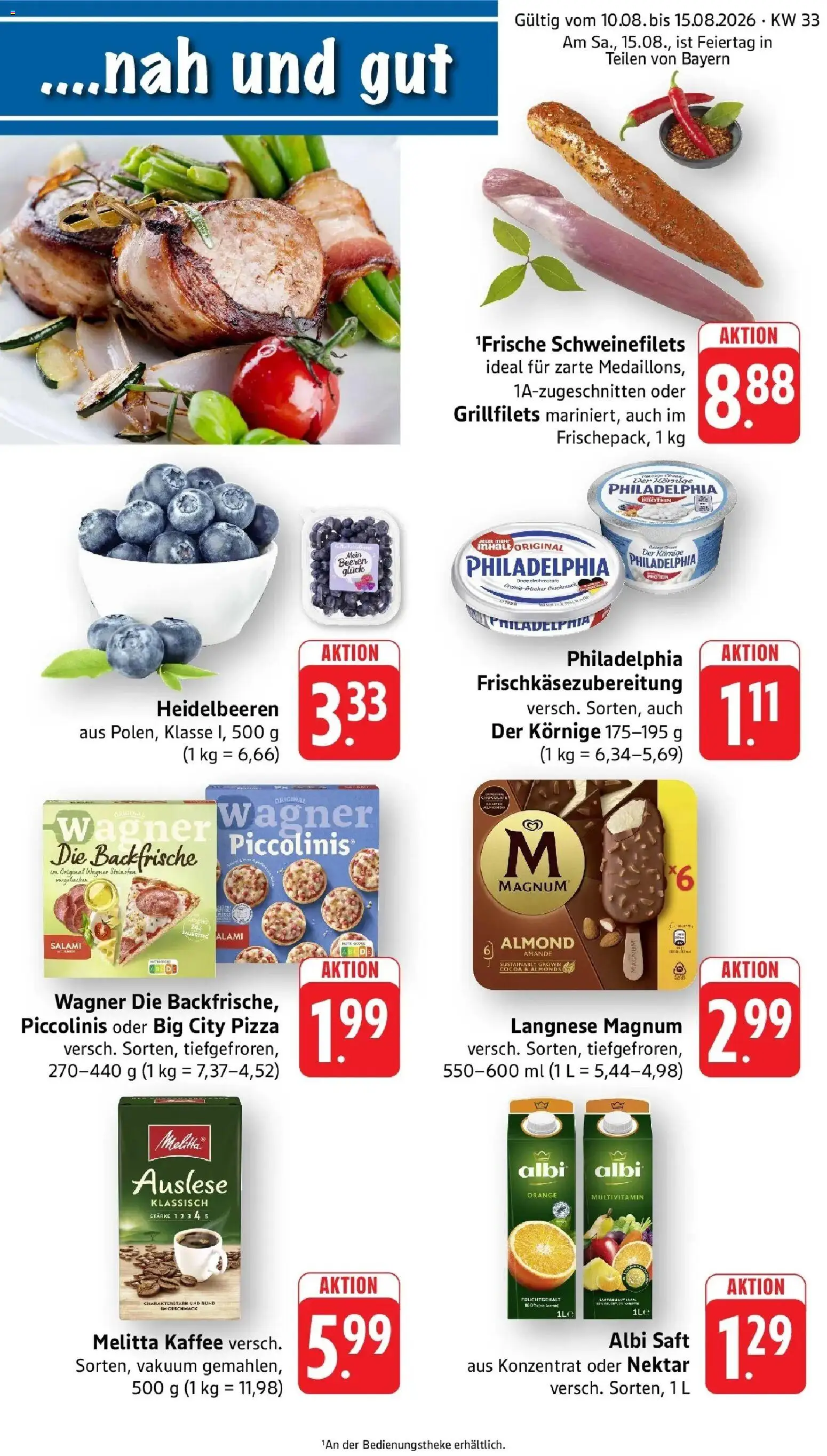 nah & gut Prospekt Offenburg-Zunsweier – gültig ab 10.08.2026 | Seite: 1 | Produkte: Langnese, Melitta kaffee, Salami, Pizza