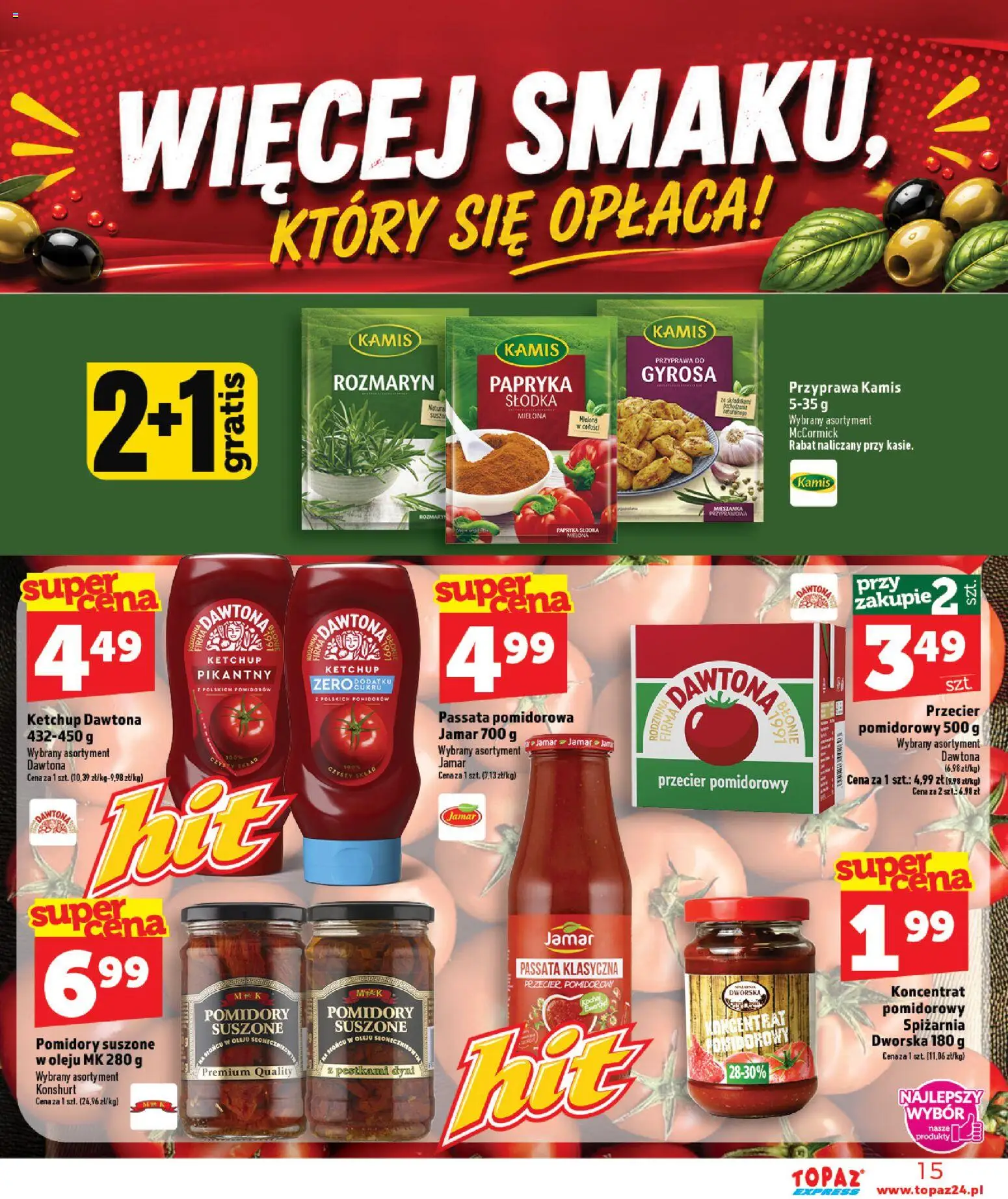 Topaz gazetka - Express od 10.09.2026 | Strona: 15 | Produkty: Rozmaryn, Ketchup, Passata pomidorowa, Passata