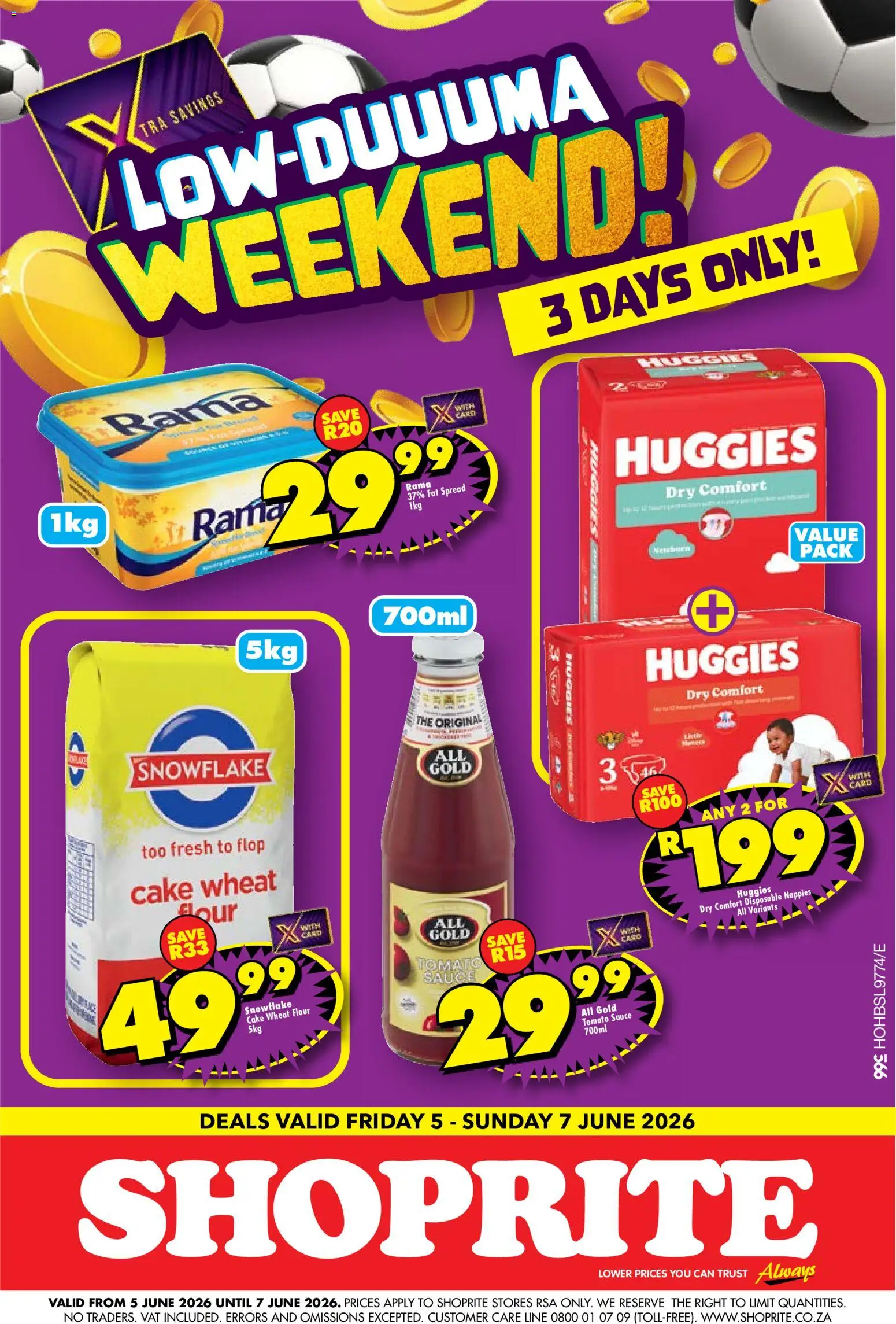 New Shoprite catalogue – valid from 05.06.2026 | Page: 1 | Products: Flour, Butter, Tomato sauce, Fat spread