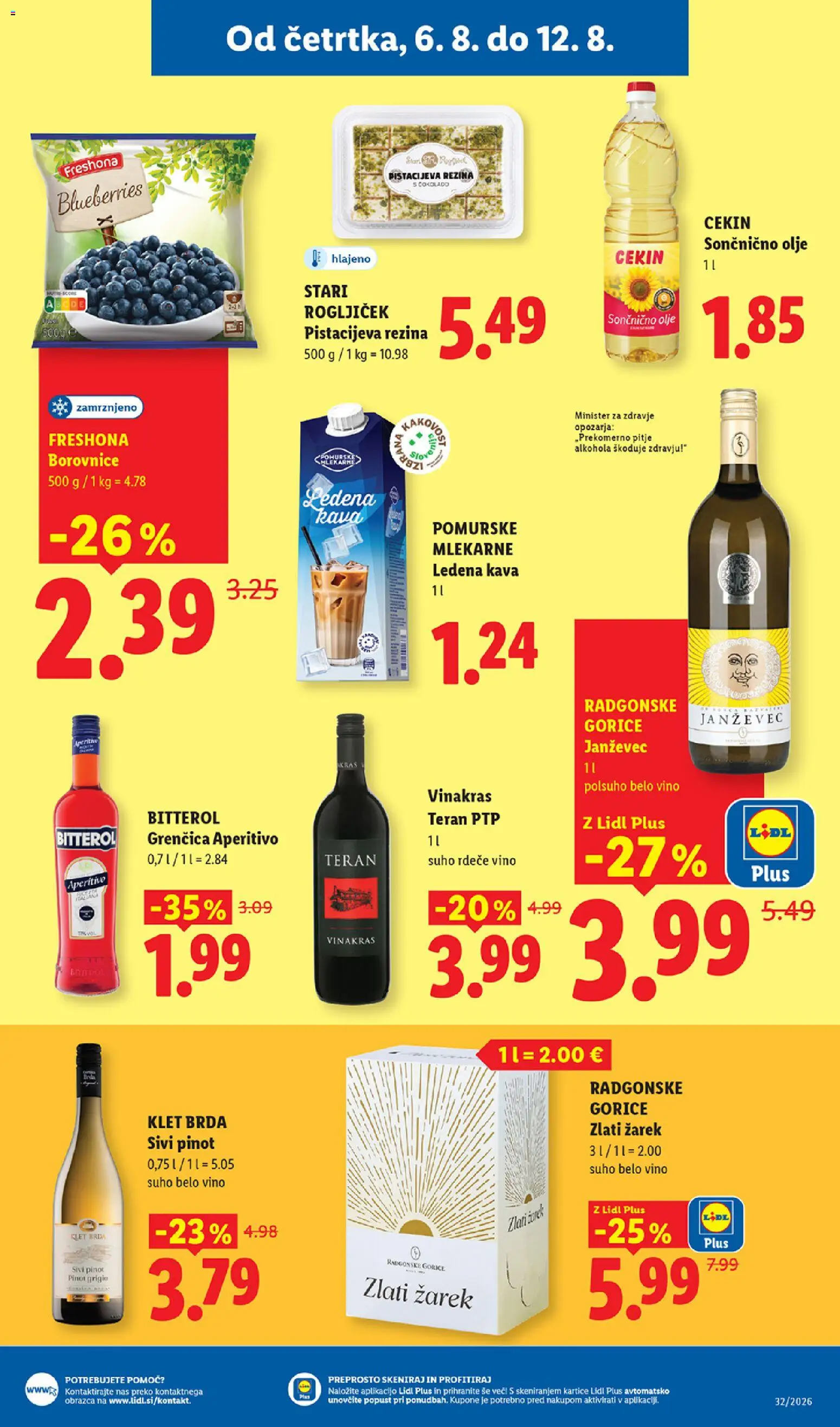 Novi Lidl katalog ponudbe – veljaven od 06.08.2026 | Stran: 11 | Izdelki: Olje, Vino, Bitterol, Borovnice