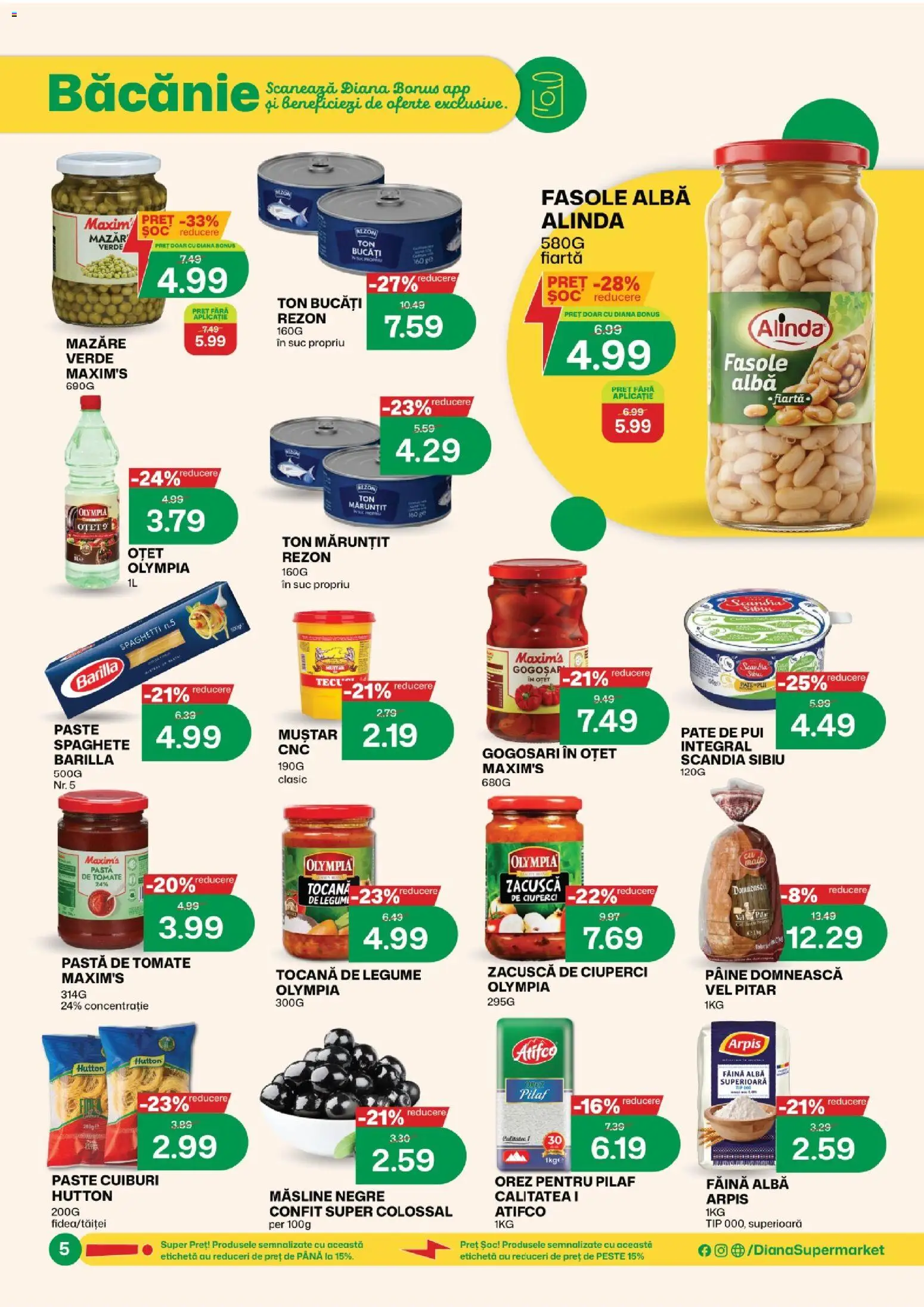 Noul catalog Diana – valabil de la 16.09.2026 | Pagină: 6 | Produse: Mazăre, Masline negre, Alba, Paste