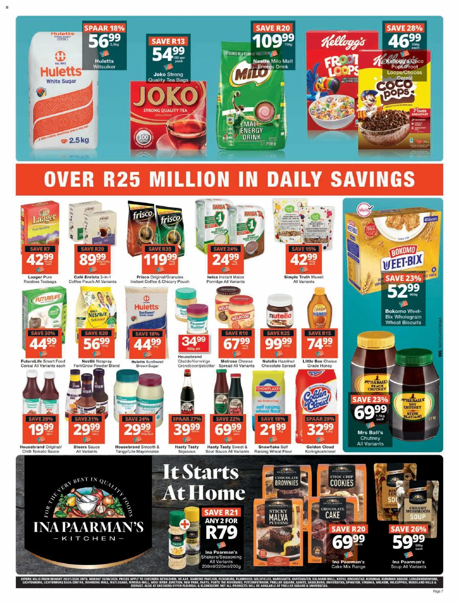 New Checkers catalogue – valid from 20/07/2026 | Page: 7 | Products: Flour, Cookies, Soup, Peach