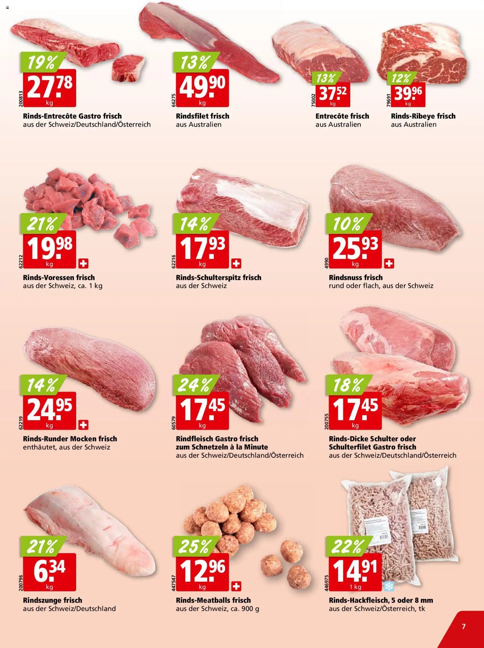 Aligro aktionen Schlieren, Gossau SG, Frauenfeld, Rapperswil-Jona, Sargans, Bern – gültig ab 03.08.2026 | Seite: 7 | Produkte: Rindfleisch