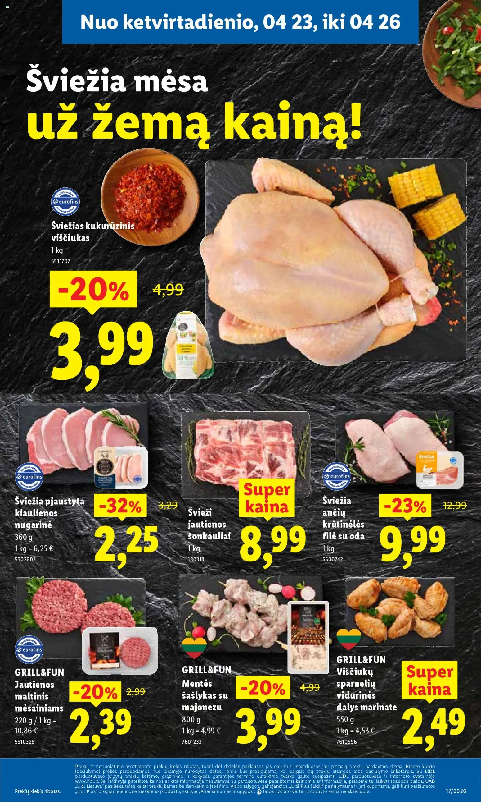 LIDL akcijos nuo 20.04.2026 | Puslapis: 35 | Prekių: Kiaulienos, Jautienos, Viščiukas, Viščiukų