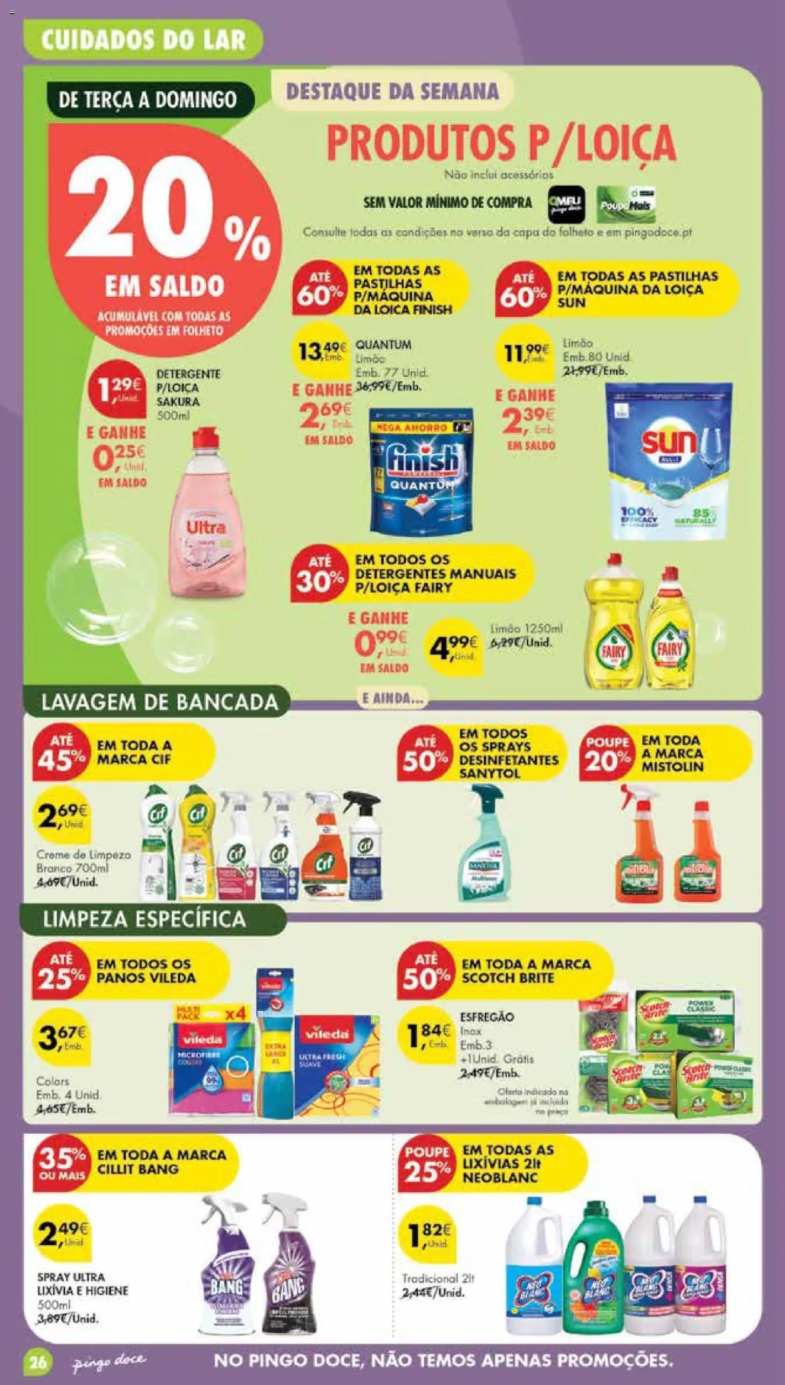 Pingo Doce Poupe Esta Semana Madeira │ válido de 04/08/2026 | Página: 26 | Produtos: Esfregão, Bancada, Detergente, Creme