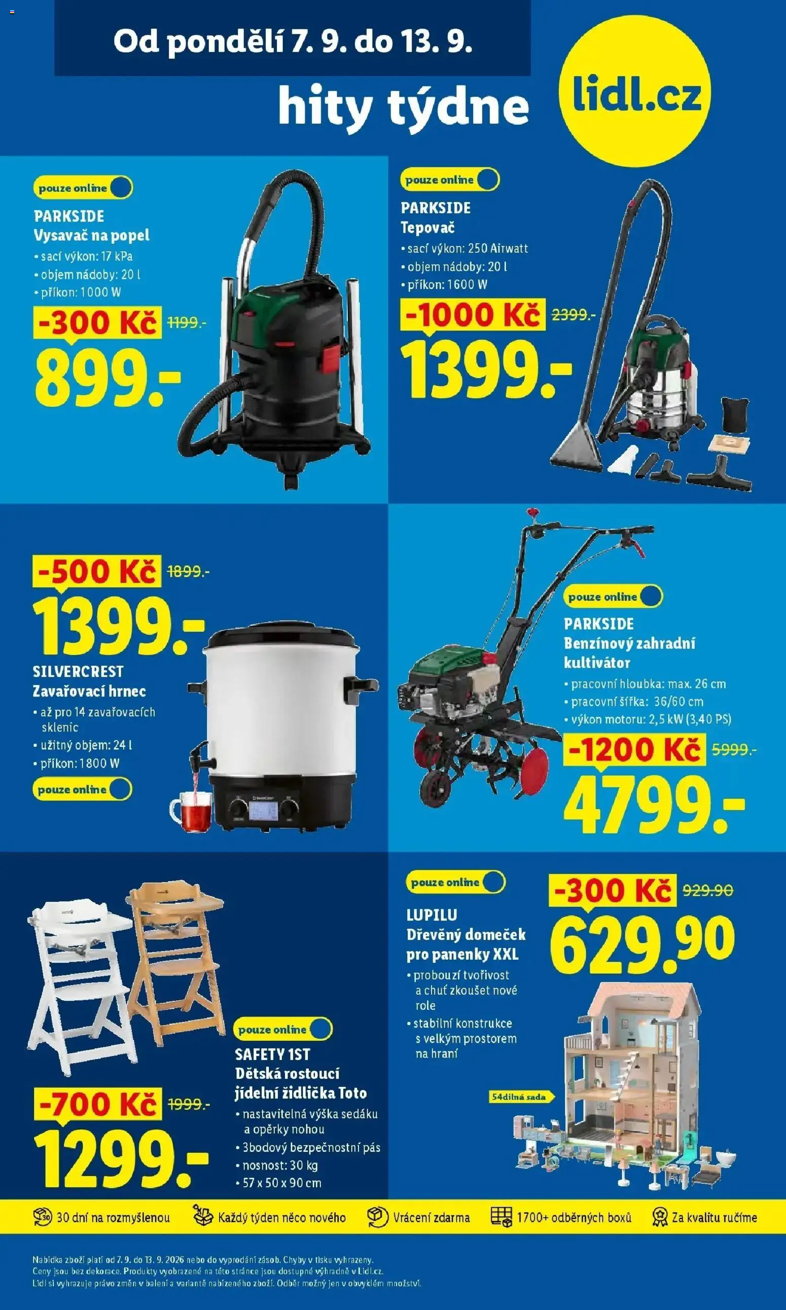 Lidl leták od 07.09.2026 - Nový akční leták | Strana: 27 | Produkty: Dřevěný domeček pro panenky, Kultivátor, Vysavač, Zavařovací hrnec