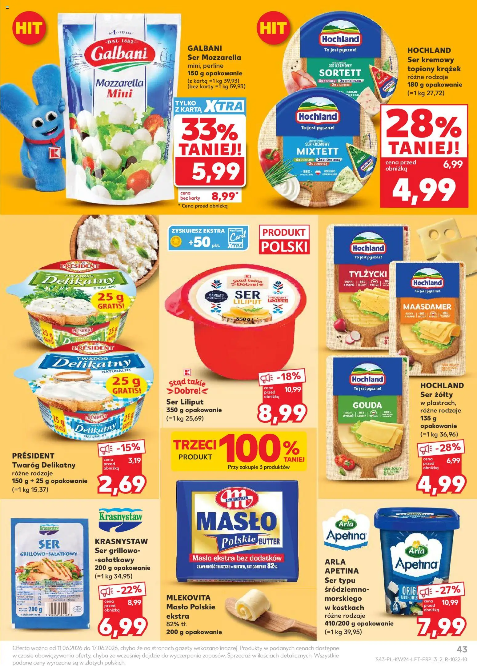 Kaufland gazetka od 11.06.2026 | Strona: 43 | Produkty: Karta, Szynka, Masło, Mozzarella