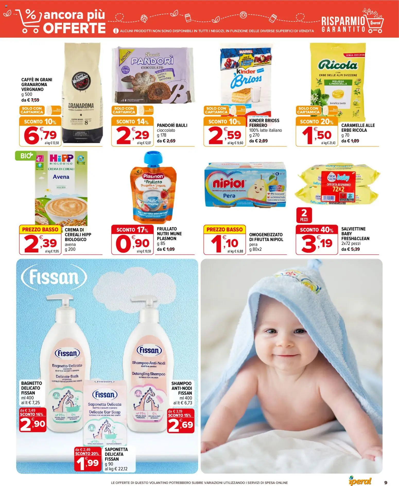 Volantino Iperal del 29/07/2026 | Pagina: 9 | Prodotti: Shampoo, Crema, Cioccolato, Latte