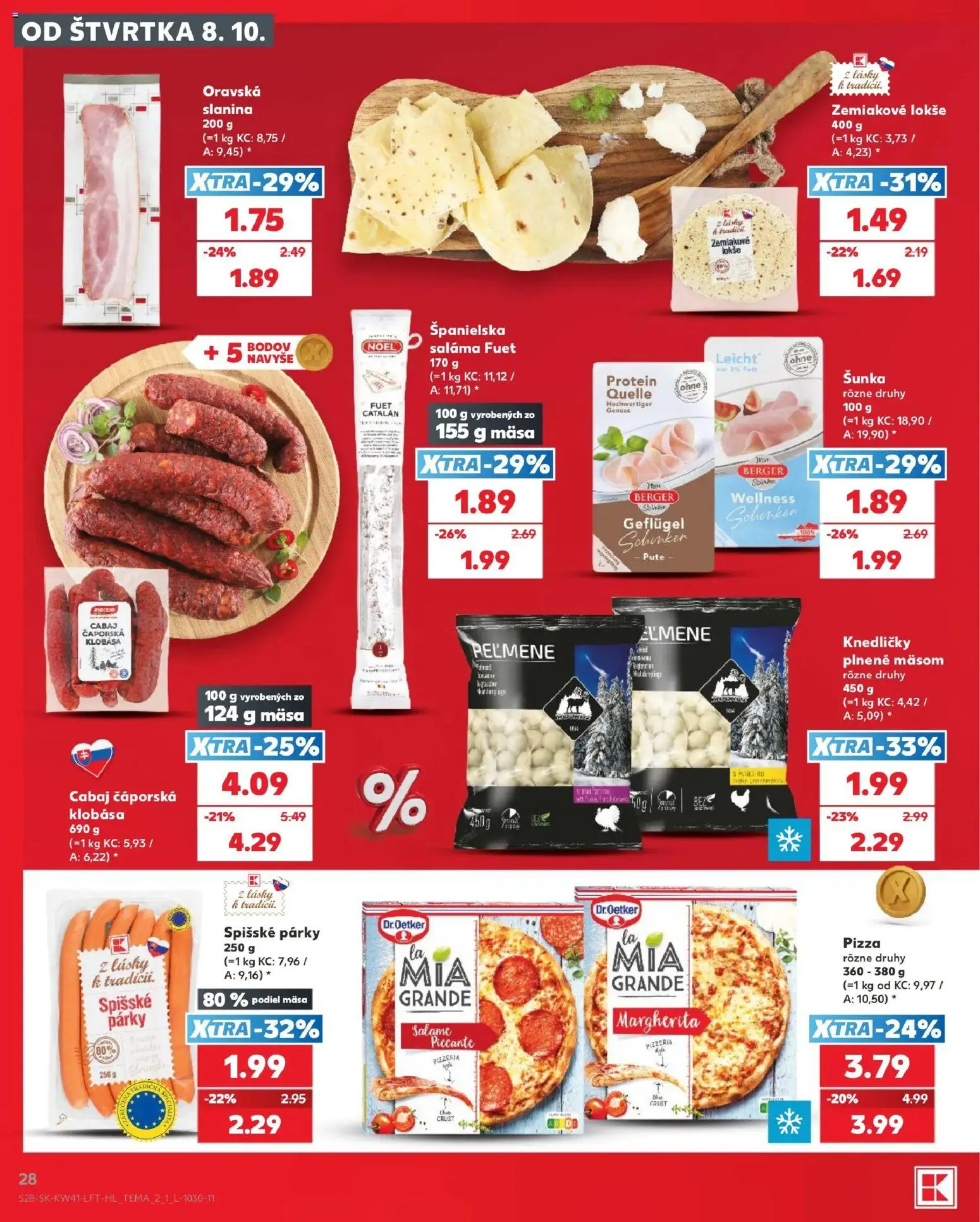 Kaufland SK akciós ujság - amely érvényes a következő dátumtól: 2026.10.08. | Oldal: 28 | Termékek: Protein, Pizza