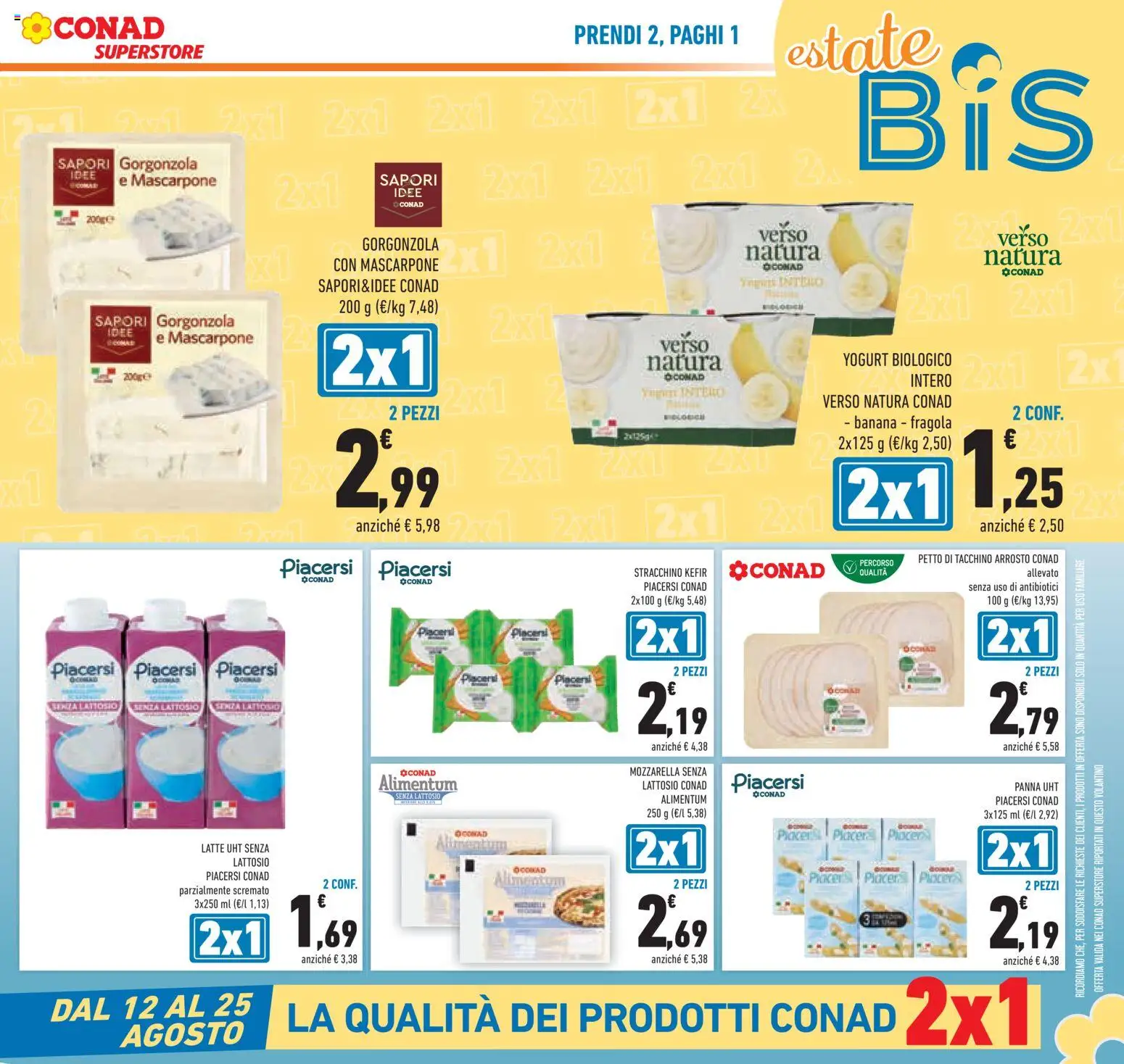 Volantino Conad del 12/08/2026 | Pagina: 5 | Prodotti: Arrosto, Tacchino, Mozzarella, Latte