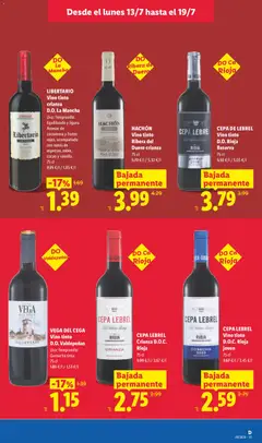 Vista previa LIBERTARIO, Vino tinto, crianza, D.O. La Mancha, Uva: Tempranillo., Equilibrado y ligero., Aromas de, zarzamora y frutos, rojos, acompañado, con notas de, especias, roble,, cacao y vainilla., 75 cl válido desde el 13/07/2026 | Página: 35