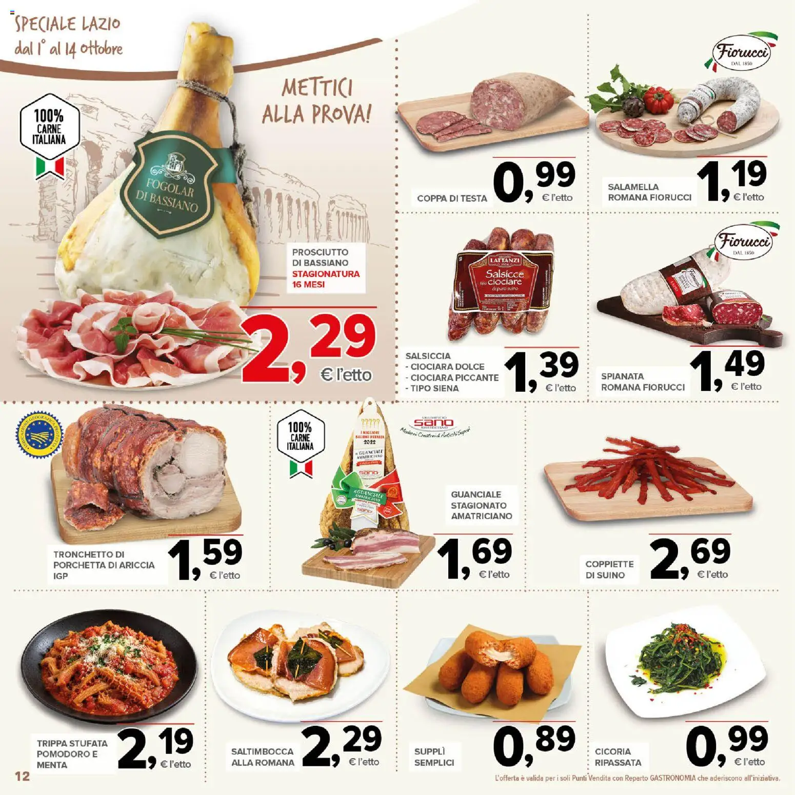 Volantino Todis del 01/10/2026 | Pagina: 12 | Prodotti: Porchetta, Salamella, Carne, Menta