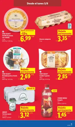 Vista previa CHEF SELECT Ensalada pasta y rúcula, Ensalada pasta y rúcula con pollo, queso, tomate y acaramelada válido desde el 03/08/2026 | Página: 5 | Productos: Cerveza, Ensalada, Παγωμένο τσάι, Lasaña