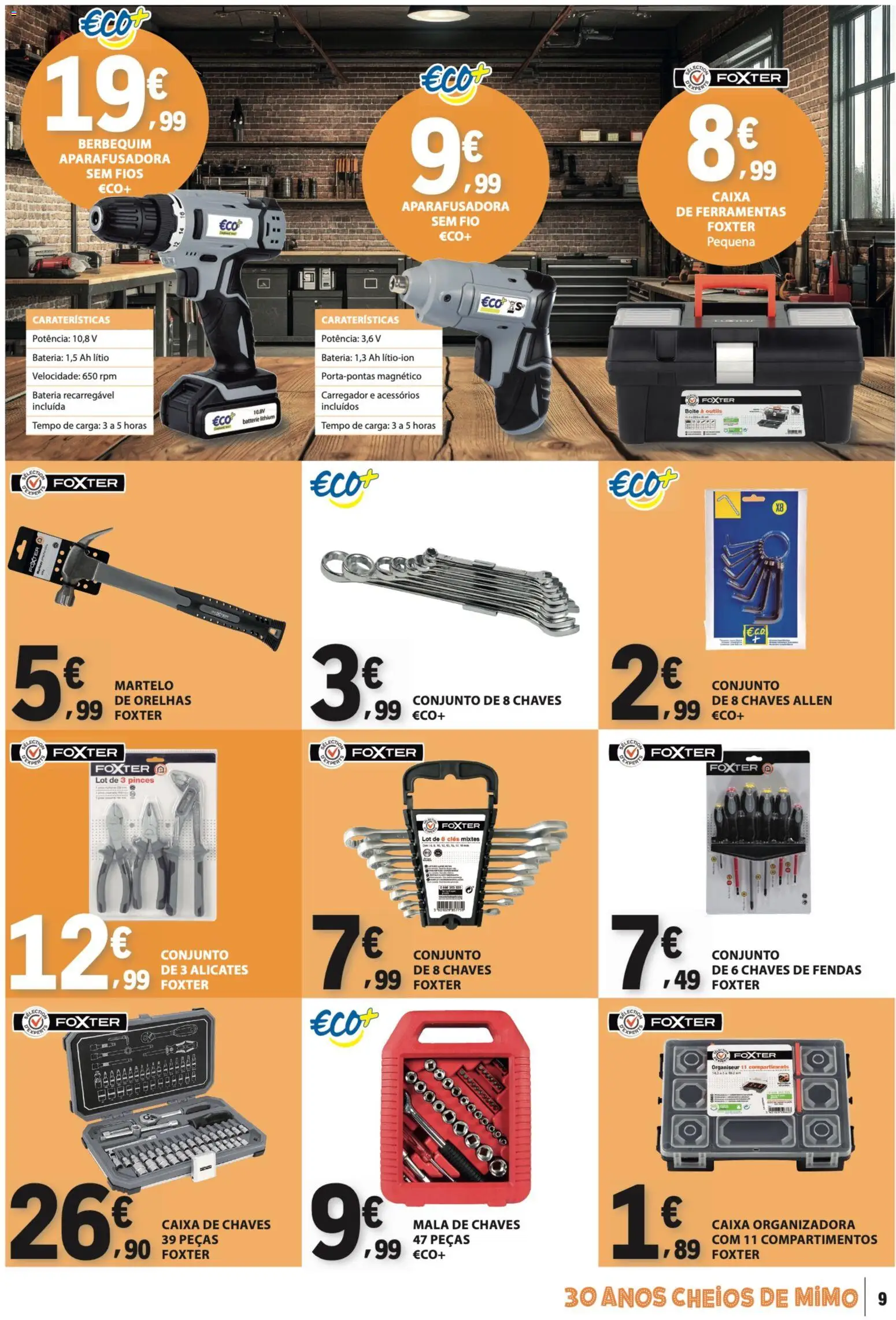 E.Leclerc folheto Não Alimentar │ válido de 02/07/2026 | Página: 9 | Produtos: Ferramentas, Caixa, Bateria, Martelo