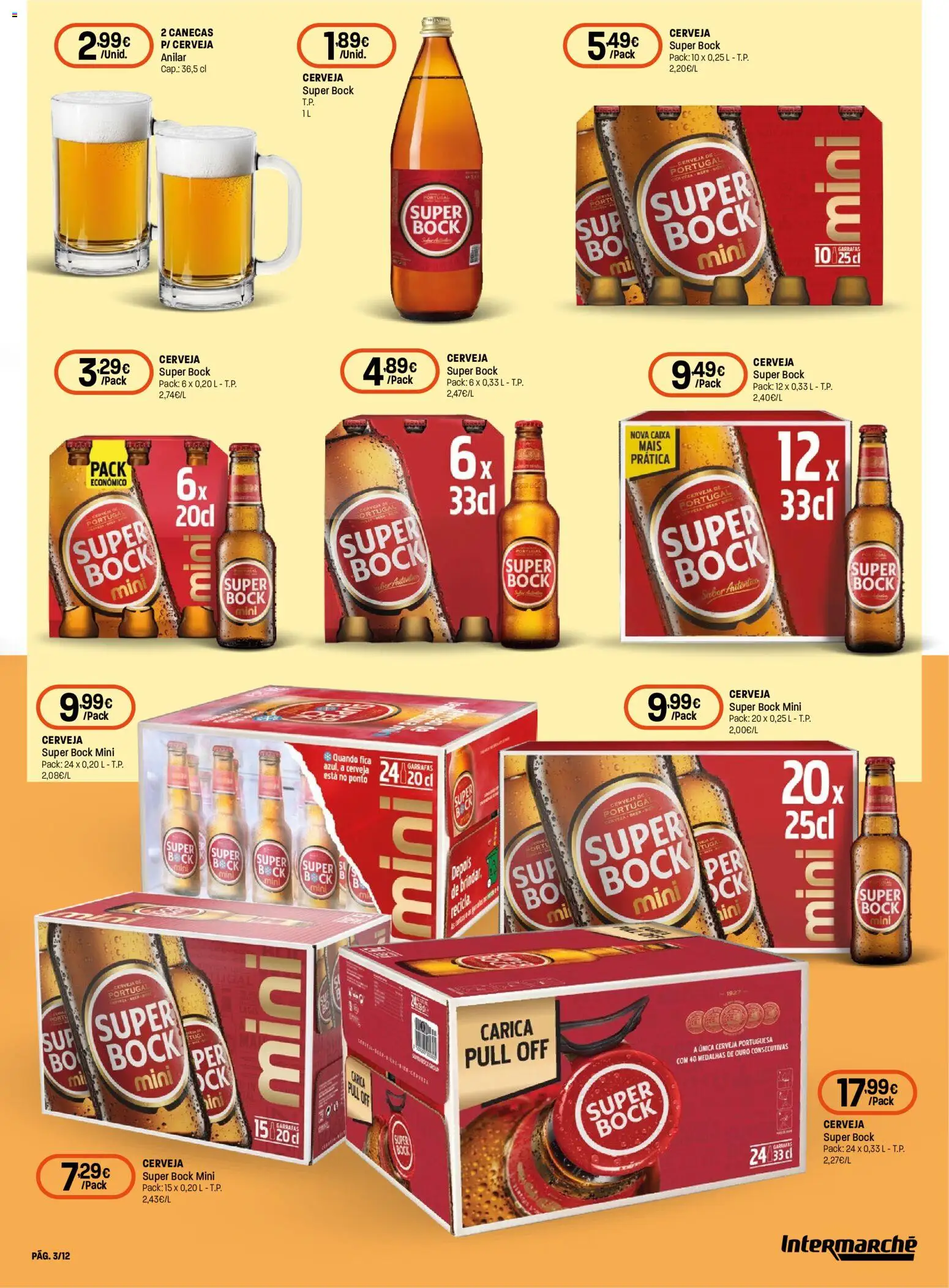 Intermarché folheto Super │ válido de 16/07/2026 | Página: 3 | Produtos: Super bock, Caixa, Cerveja