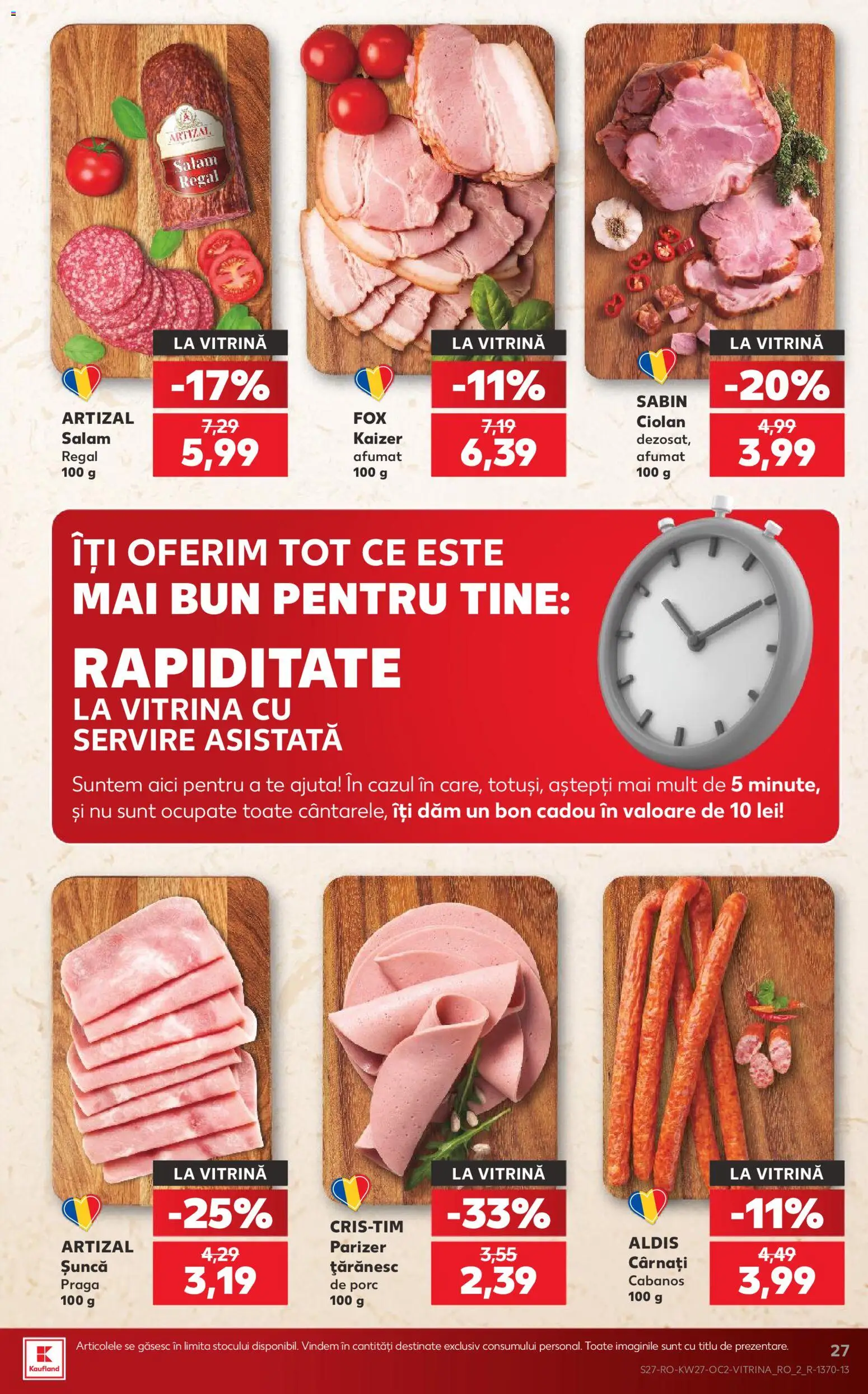 Noul catalog Kaufland – valabil de la 01.07.2026 | Pagină: 27 | Produse: Vitrină, Salam, Șuncă, Cârnați
