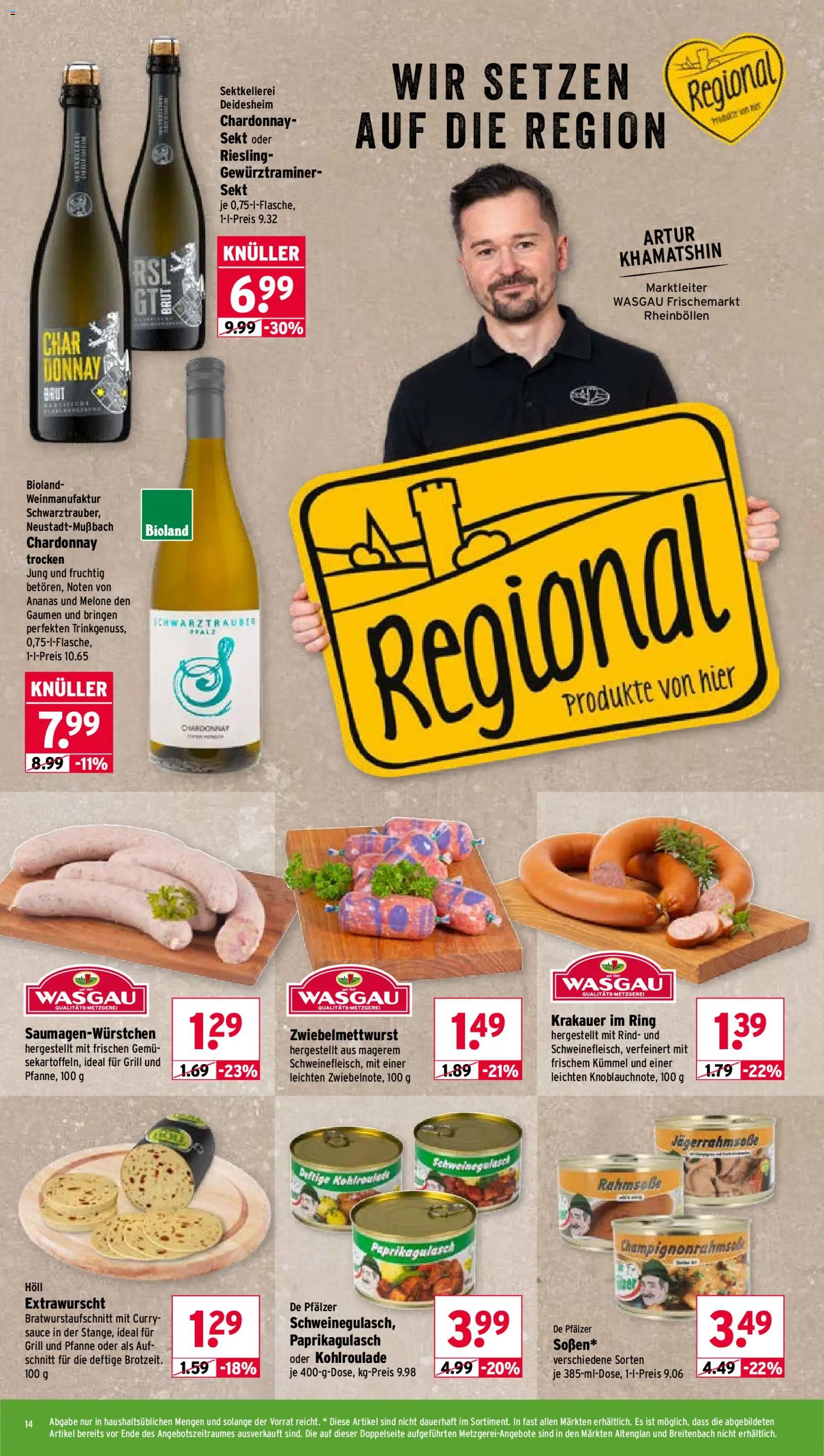 Wasgau Prospekt – gültig ab 10.08.2026 | Seite: 14 | Produkte: Grill, Sekt, Ananas, Melone