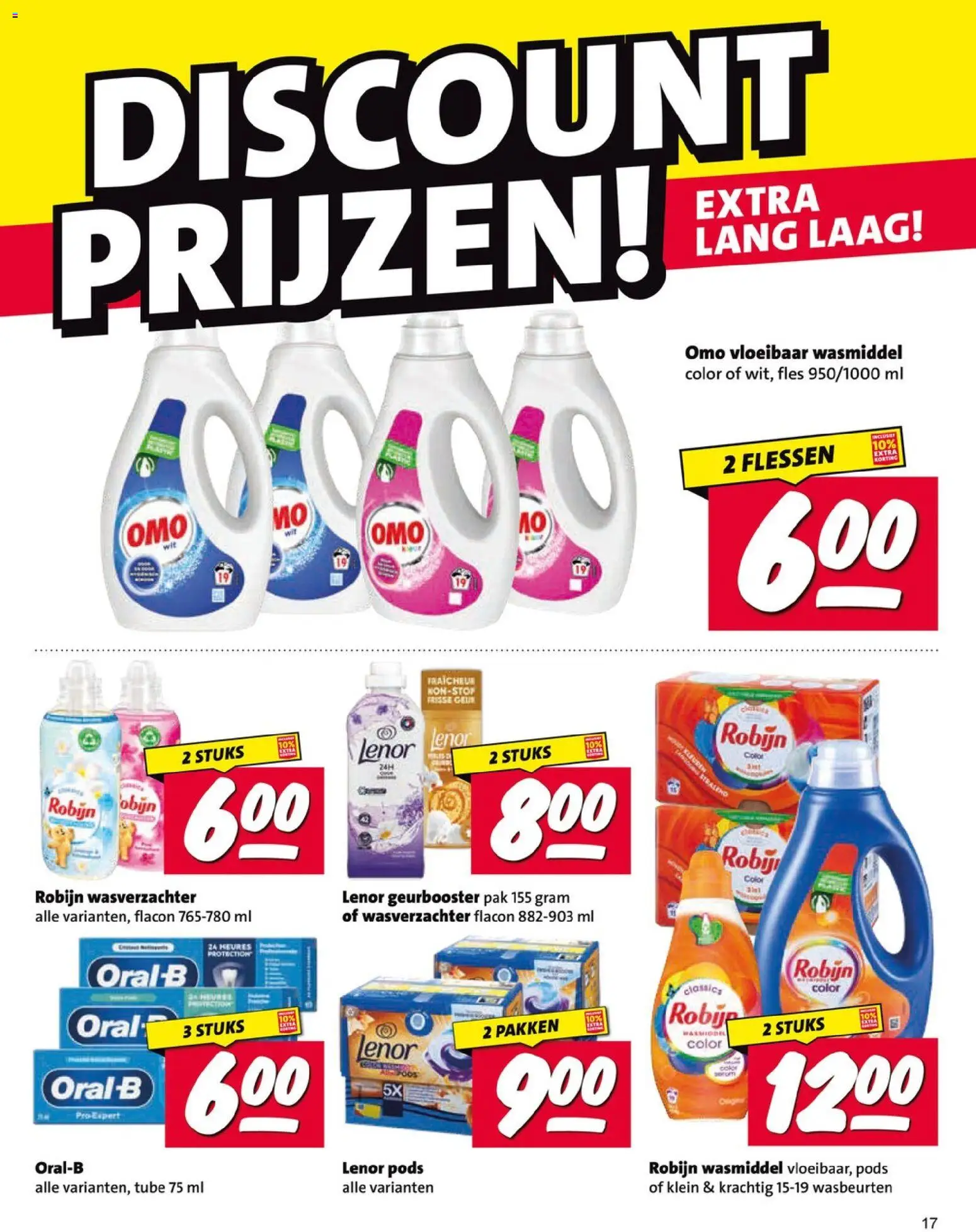 {H1} | Pagina: 17 | Producten: Vloeibaar wasmiddel, Wasverzachter, Robijn, Fles