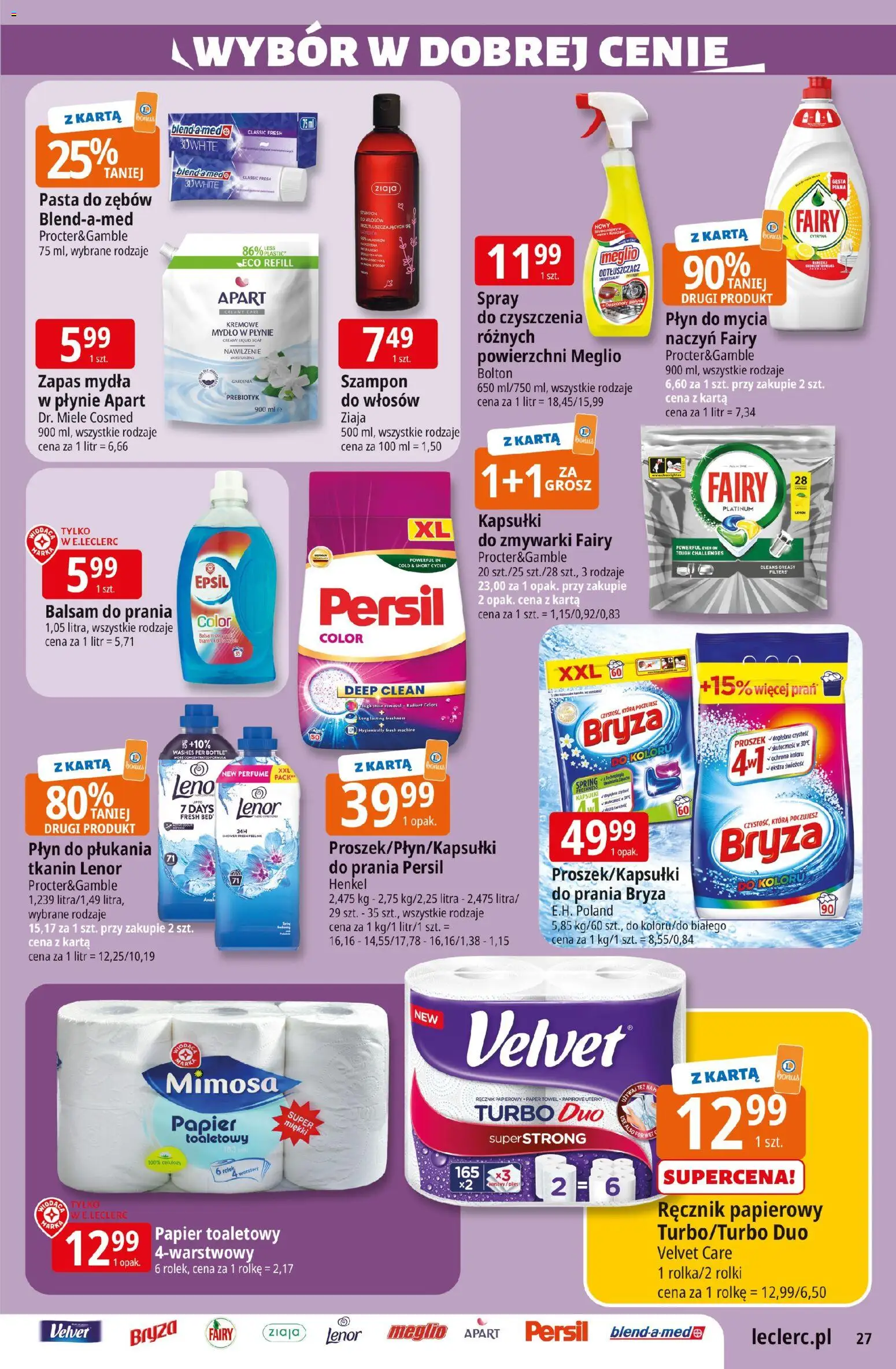 E.Leclerc gazetka - Radom od 12.05.2026 | Strona: 27 | Produkty: Karta, Kremowe mydło w płynie, Papier toaletowy, Fairy