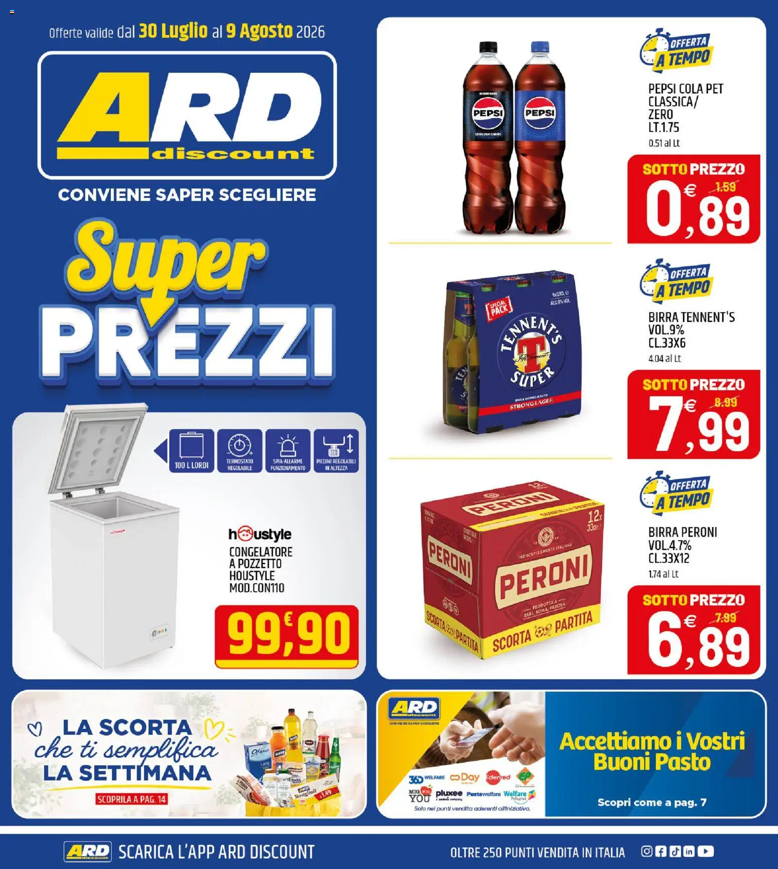 Volantino ARD Discount del 30/07/2026 | Pagina: 1 | Prodotti: Tennent's, Birra, Zucchero, Pepsi