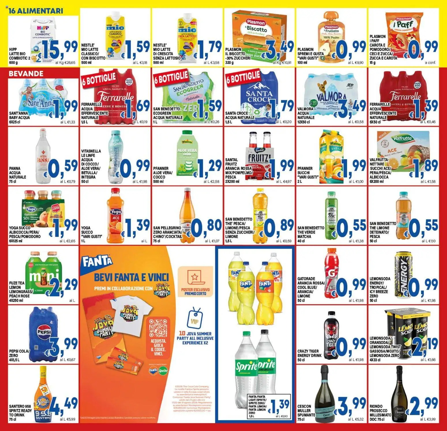 Volantino DEM del 10/07/2026 | Pagina: 16 | Prodotti: Succo, Acqua naturale, Fanta, Pepsi