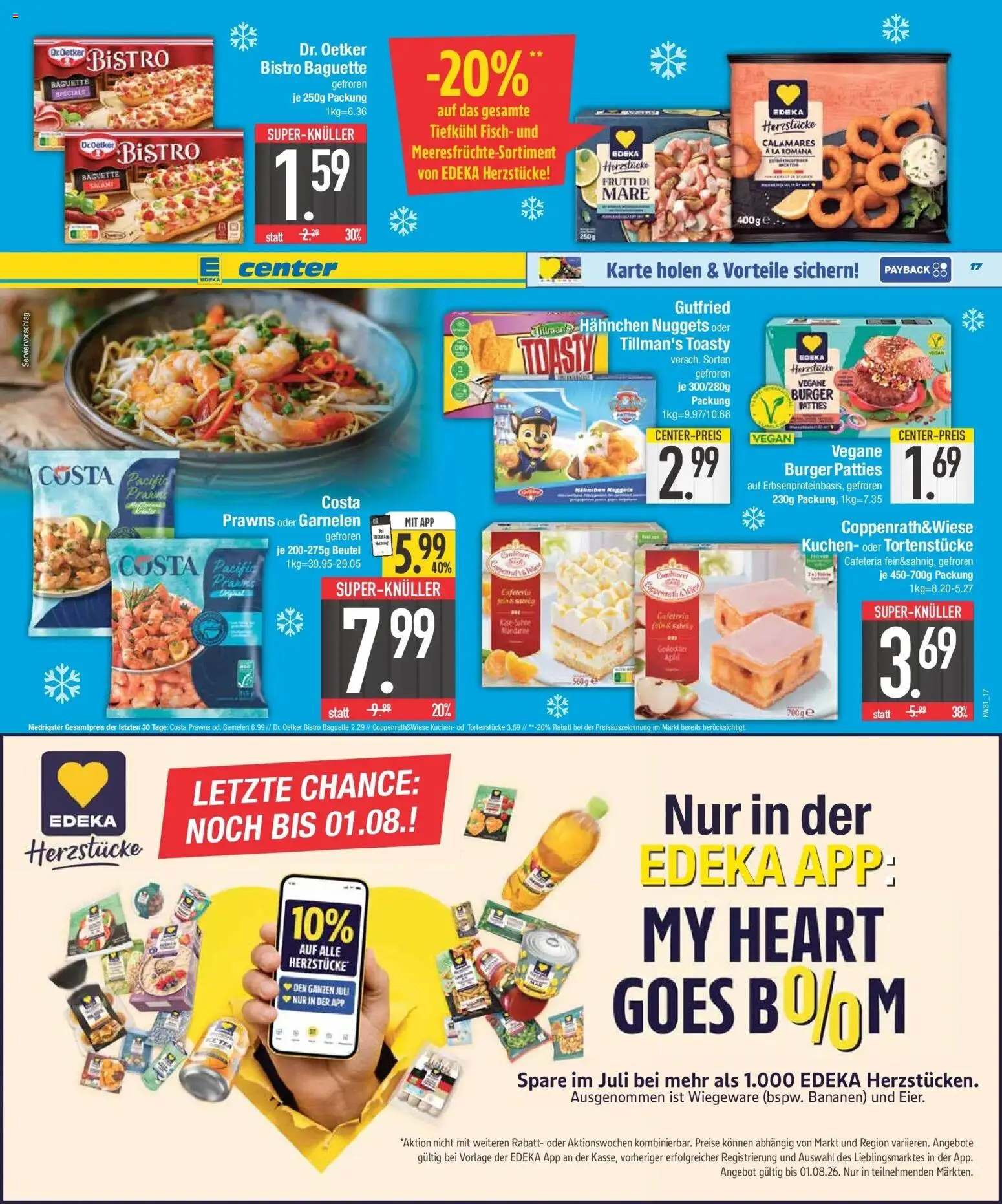 E center Prospekt Großmehring – gültig ab 27.07.2026 | Seite: 17 | Produkte: Hahnchen, Bananen, Garnelen, Fisch