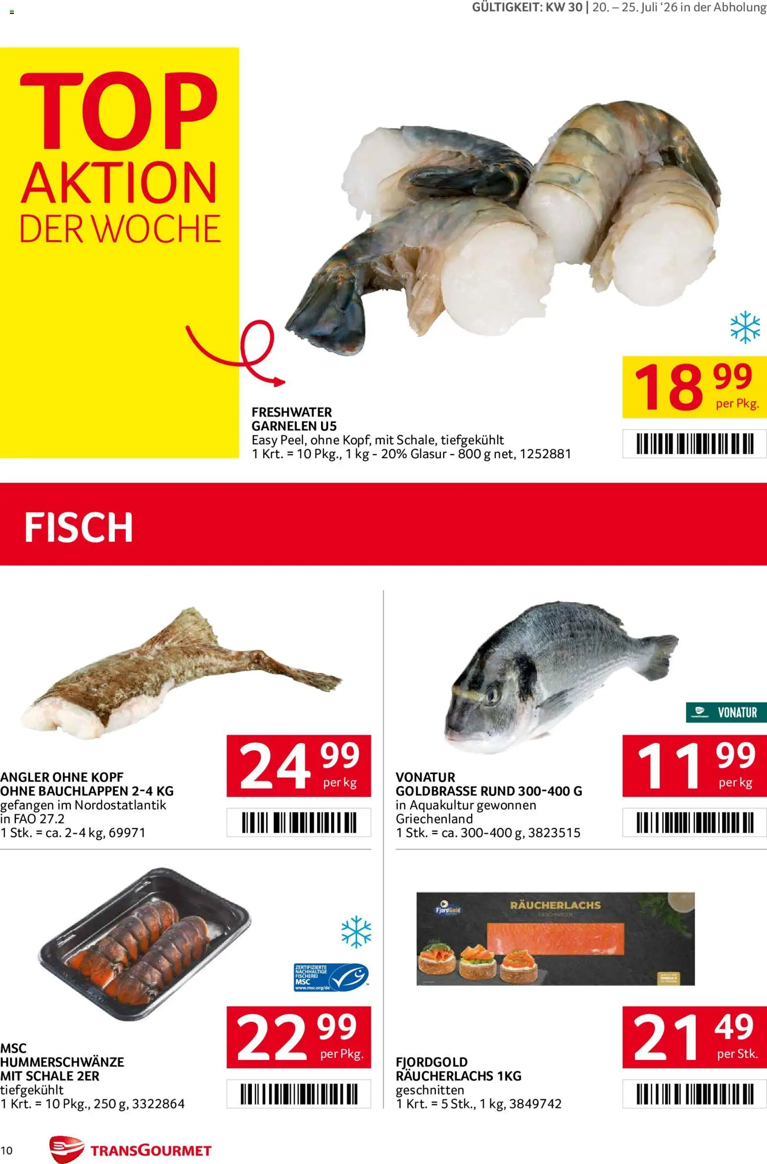 Transgourmet Flugblatt gültig ab 20.07.2026 | Seite: 10 | Produkte: Fisch