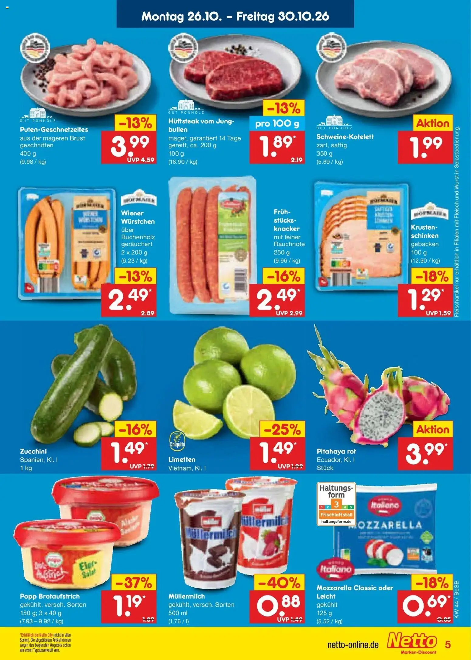 Netto Marken-Discount Prospekt Berlin-Prenzlauer Berg – gültig ab 26.10.2026 | Seite: 7 | Produkte: Limetten, Mozzarella, Wurst, Fleisch