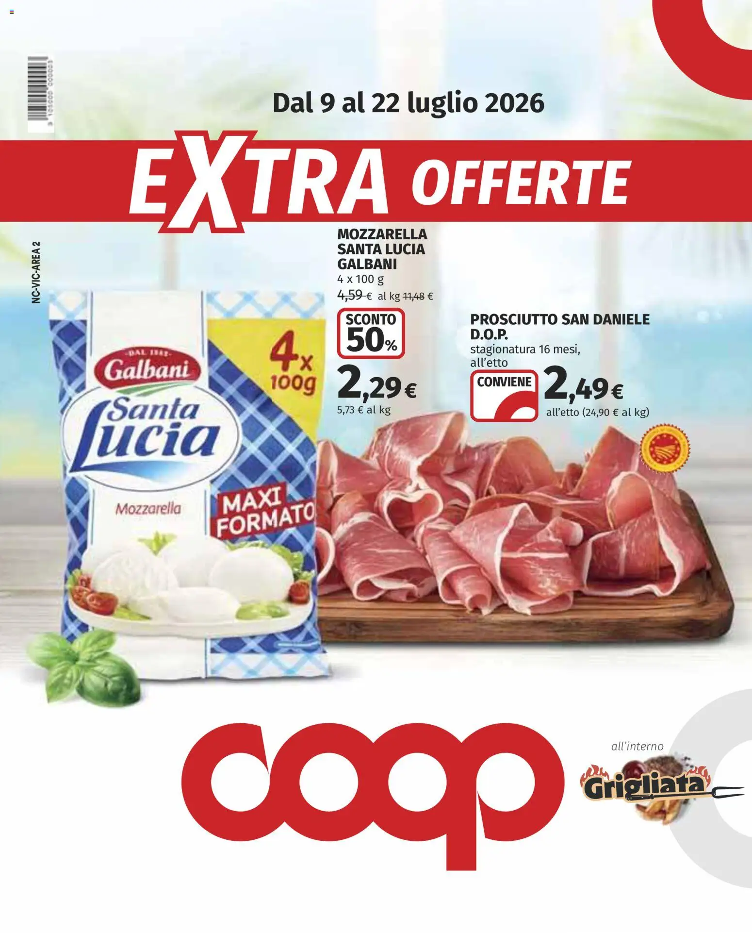 Volantino COOP del 09/07/2026 | Pagina: 1 | Prodotti: Mozzarella, Prosciutto