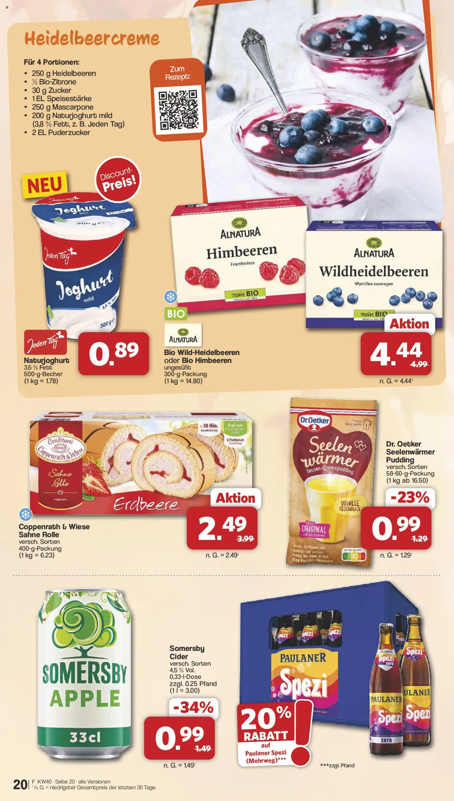 Famila Nordwest Prospekt – gültig ab 28.09.2026 | Seite: 20 | Produkte: Himbeeren, Joghurt, Pudding, Vanille